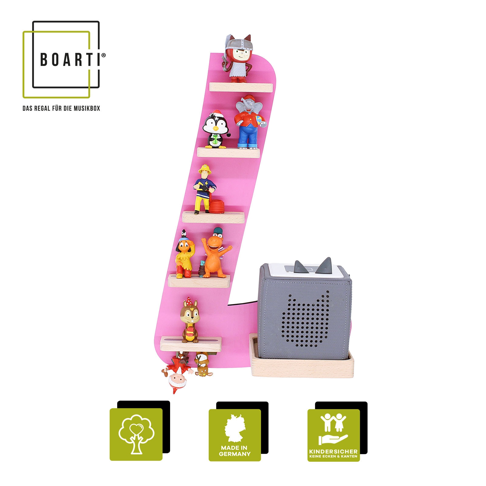Boarti Wandregal »Holz Regal Buchstabe L für Toniebox Tonies Figuren« 1 Stk. tlg.