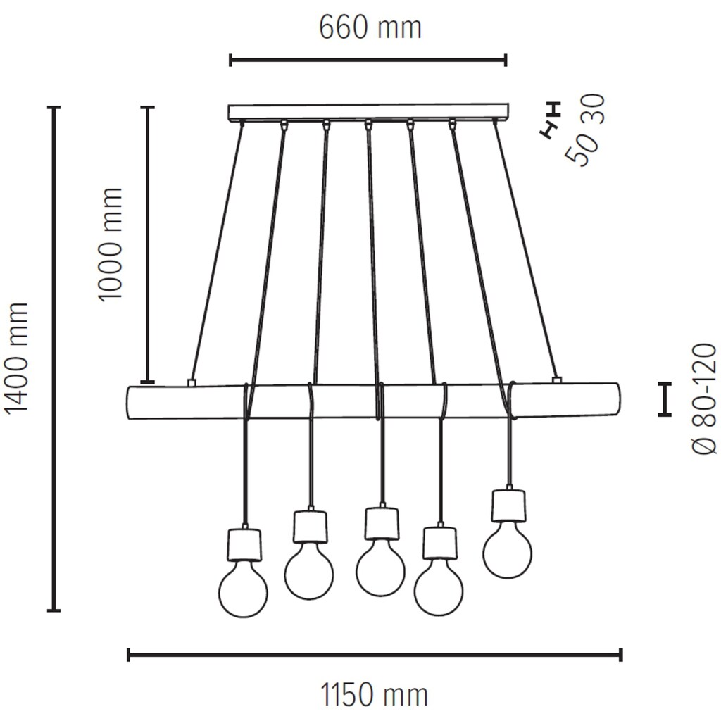 SPOT Light Pendelleuchte »TRABO PINO«, 5 flammig-flammig