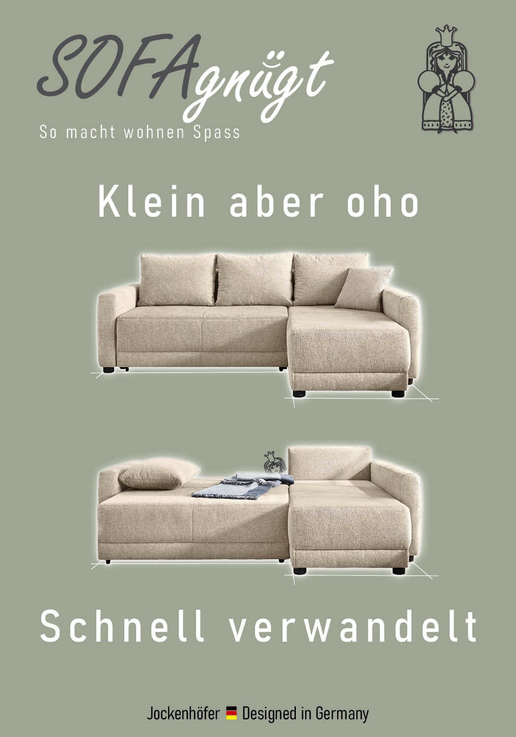 Jockenhöfer Gruppe Ecksofa »Venezia, inklusive Bettfunktion und Bettkasten« Ottomane links oder rechts montierbar, inkl. Rücken- und Zierkissen