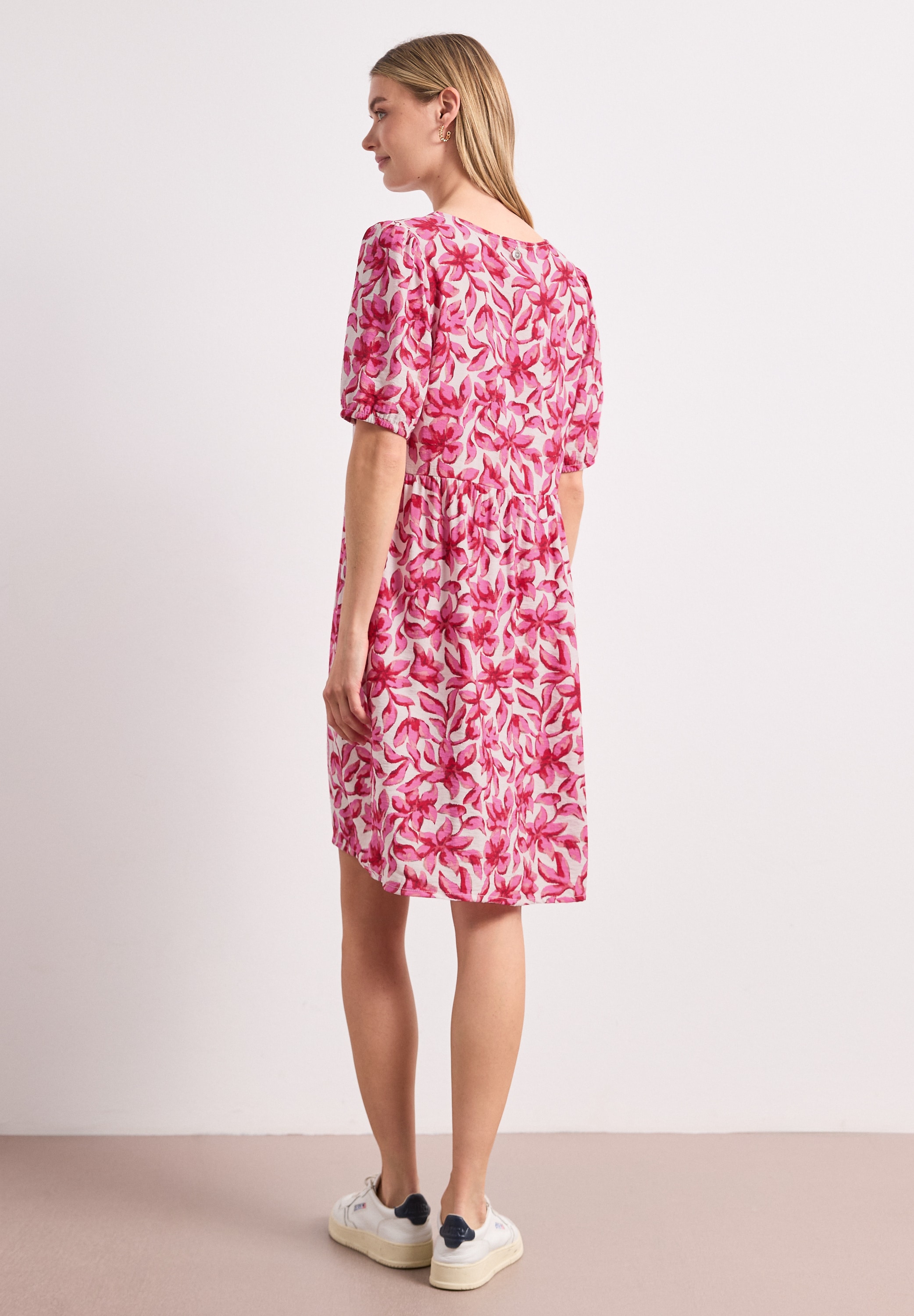 STREET ONE Druckkleid Ohne Taschen Sommerrock mit Split Neck und Print