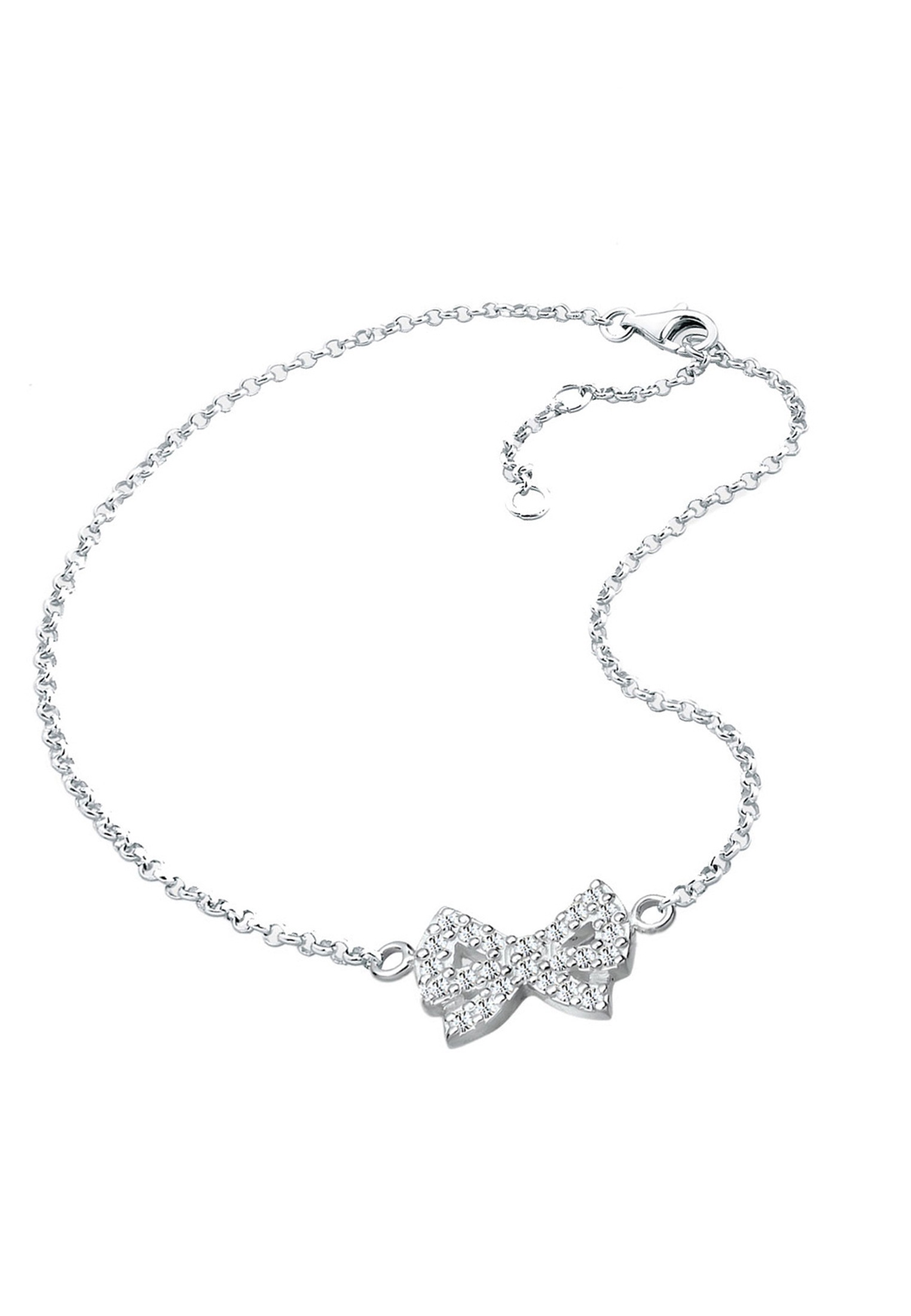 Elli Fußkette »Fußschmuck Schleife Glas Kristalle Weiß 925 Sterling Silber«