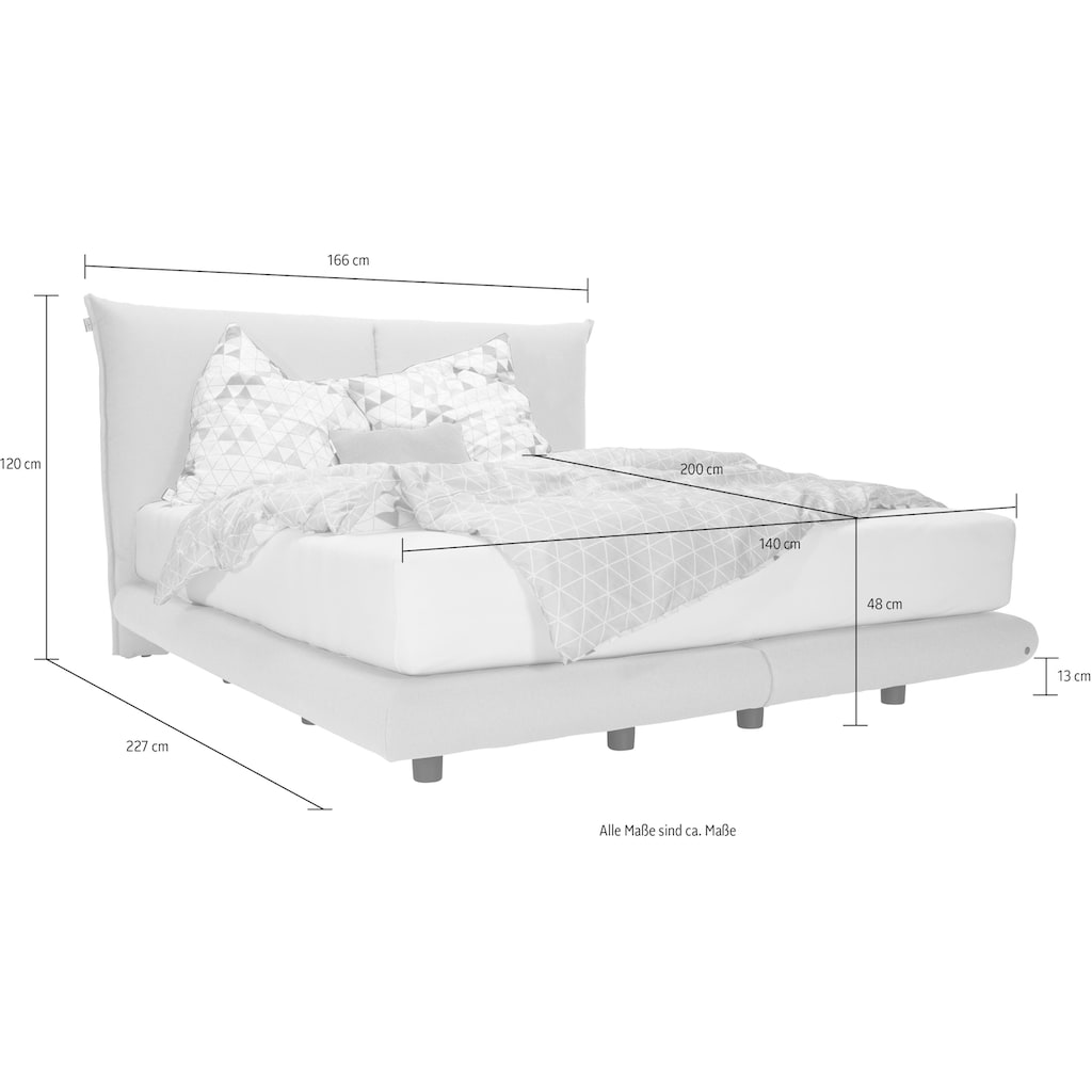 TOM TAILOR HOME Boxspringbett »SOHO PILLOW BOX«, in Schwebeoptik, Kopfteil in Kissenform, Höhe 120 cm