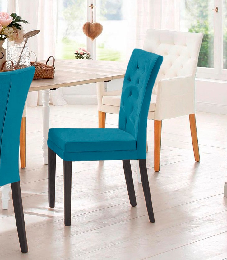 Home affaire 4-Fußstuhl »Colorado«, (Set), 6 St., Luxus-Microfaser, Beine aus Buche, wengefarben lackiert, Im 2er, 4er oder 6er-Set