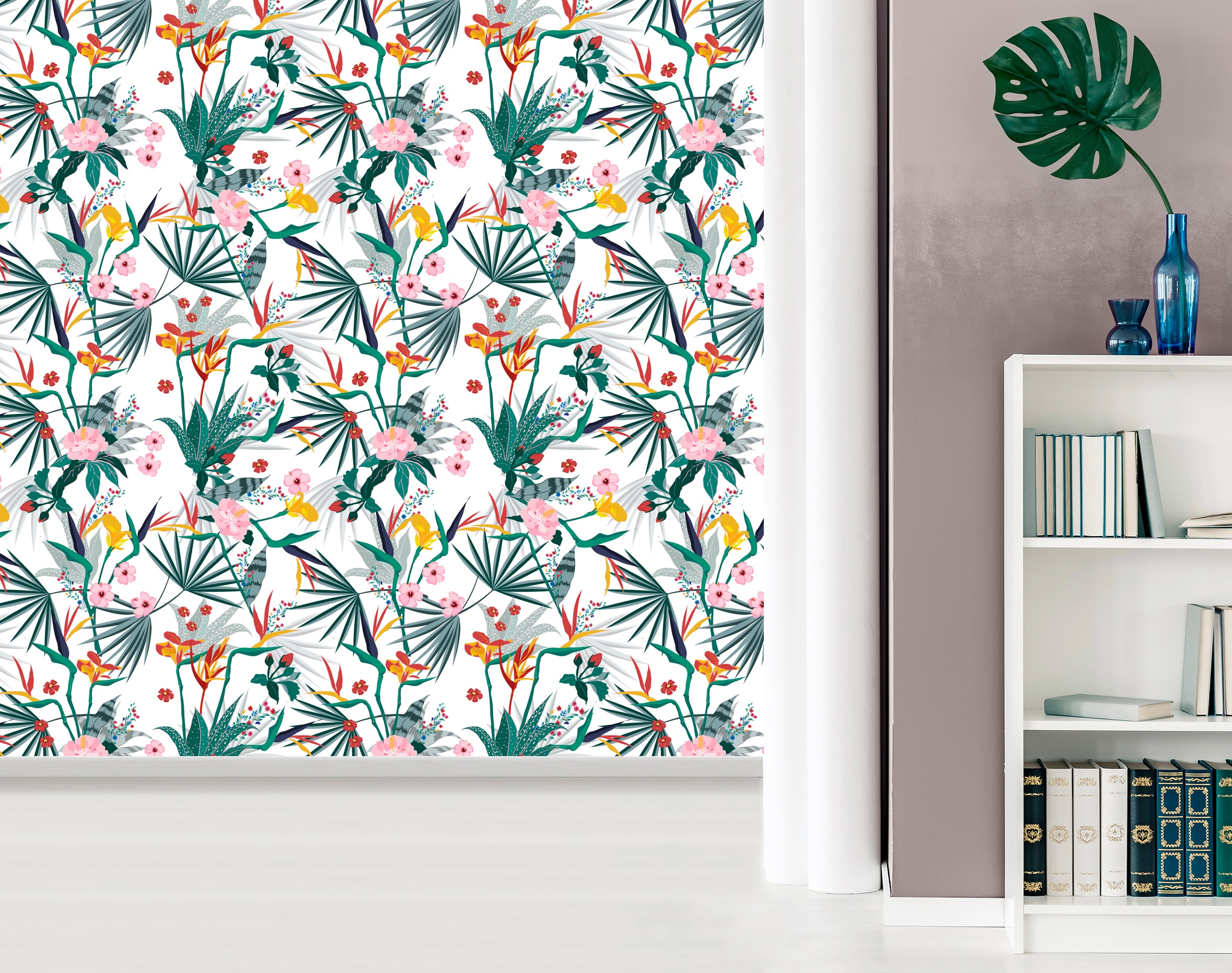 queence Vinyltapete »Amalia«, bedruckt-Motiv-botanisch-floral-gemustert-natürlich, 90x250cm, selbstklebend, kinderleichte Anbringung, Sticker