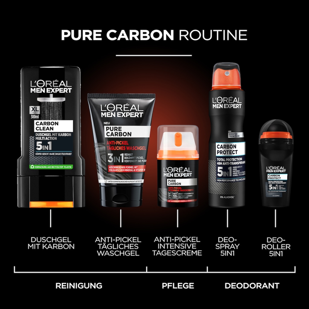 L'ORÉAL PARIS MEN EXPERT Gesichtsreinigungsgel »Pure Carbon Anti-Pickel«