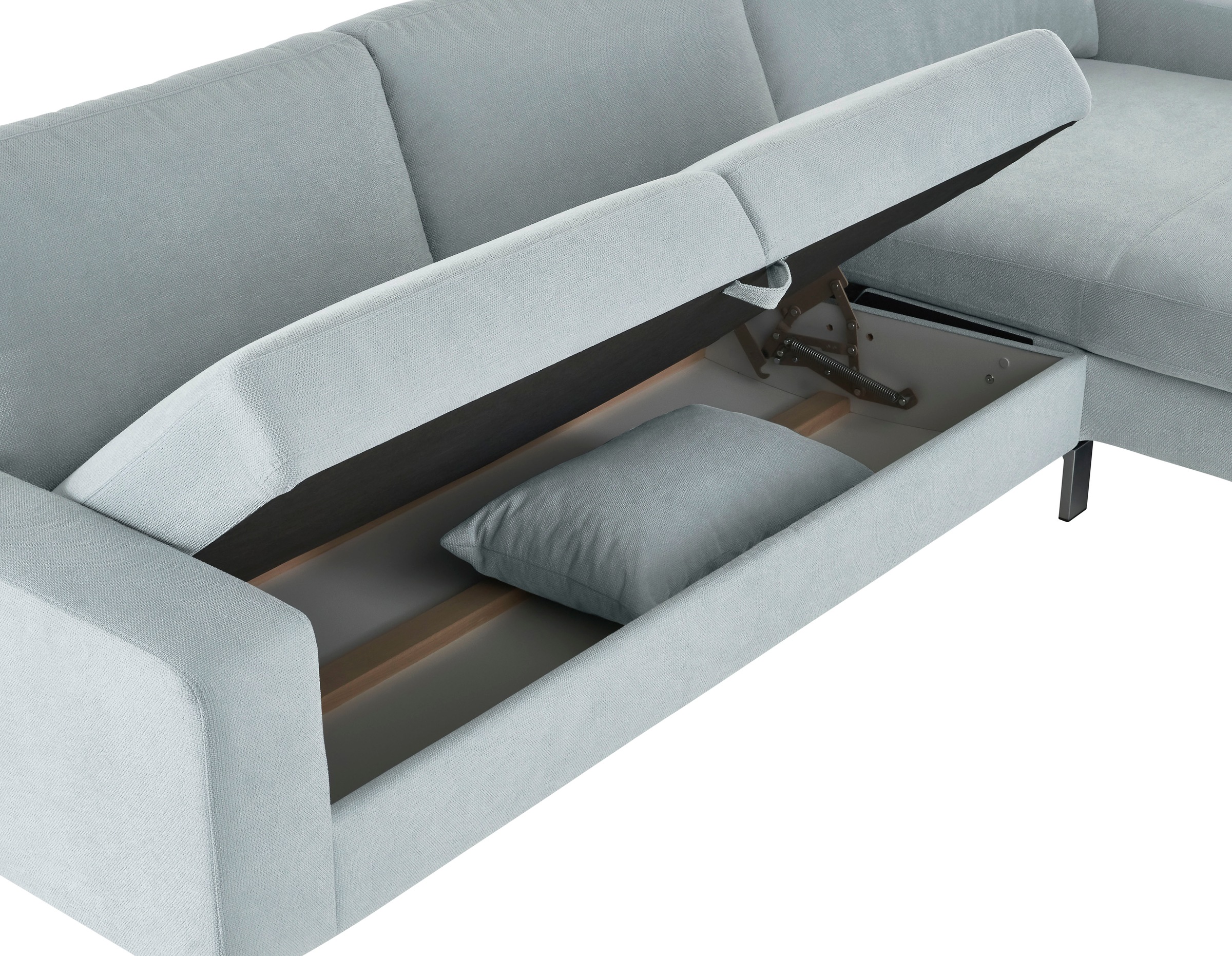 3C Candy Ecksofa »Lecce, wahlweise PUR-Schaumstoff oder Tonnentaschenfederkern« Bett im 2,5-Sitzer, teilmotorische Schlaffunktion im Longchair, L-Form