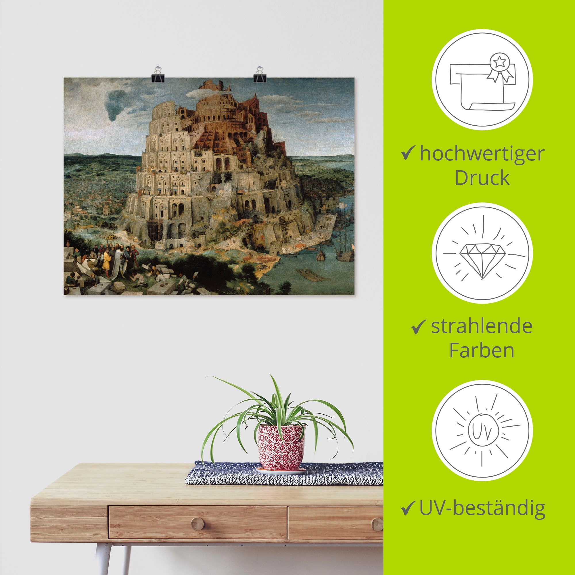 Artland Wandbild »Der Turmbau von Babel. 1563« Gebäude 1 Stk. tlg. als Leinwandbild, Poster in verschied. Größen