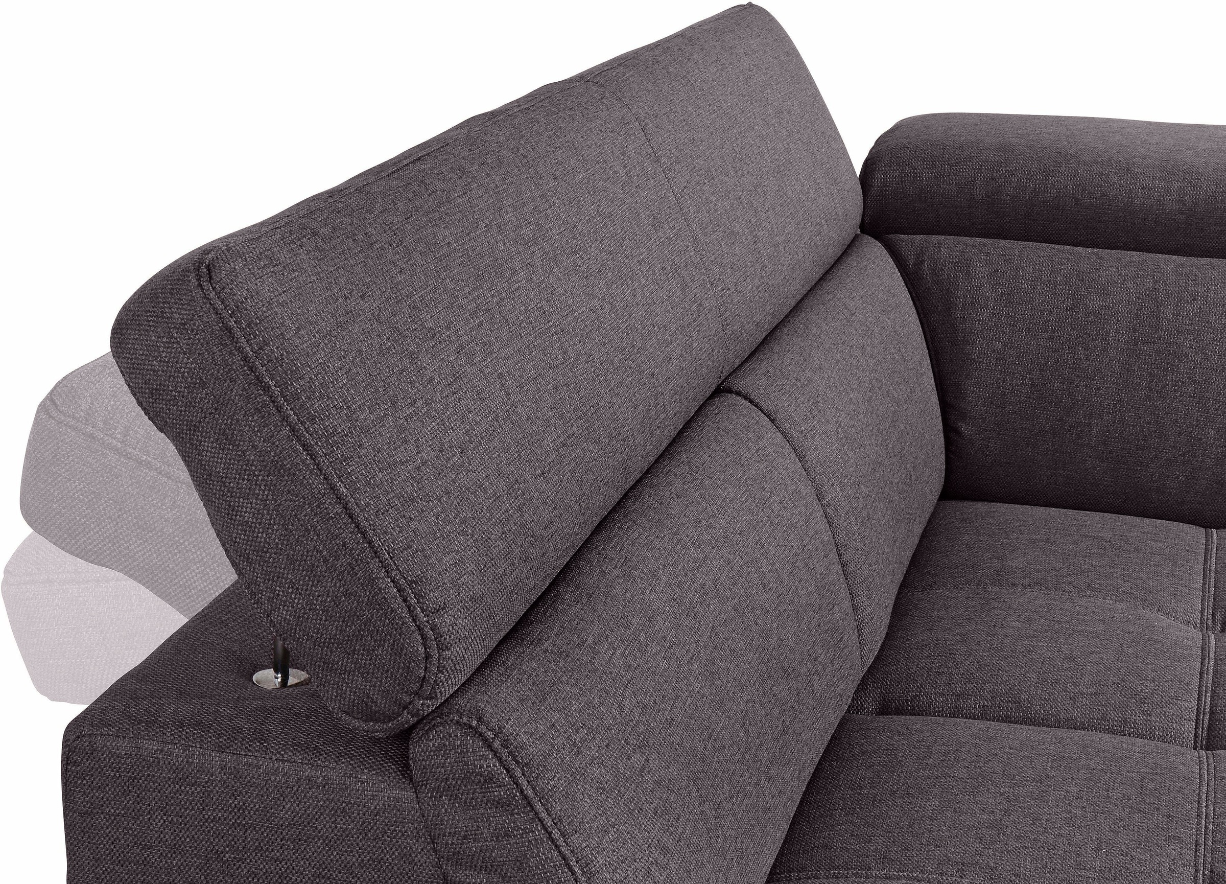 COTTA Polstergarnitur »Speedway U-Form«, (Set), Set bestehend aus: Wohnlandschaft mit Kopfteilverstellung & Hocker
