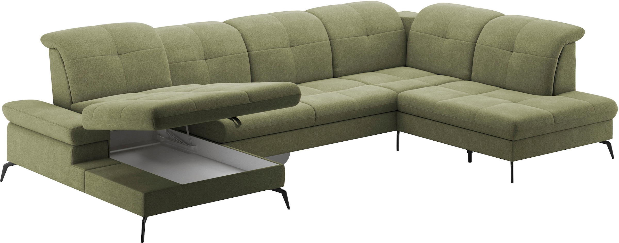 sit&more Wohnlandschaft »Amica, U-Form, inkl. Sitztiefenverstellung und Armteilverstellung«, wahlweise mit Kopfteilverstellung, Bettfunktion und Bettkasten