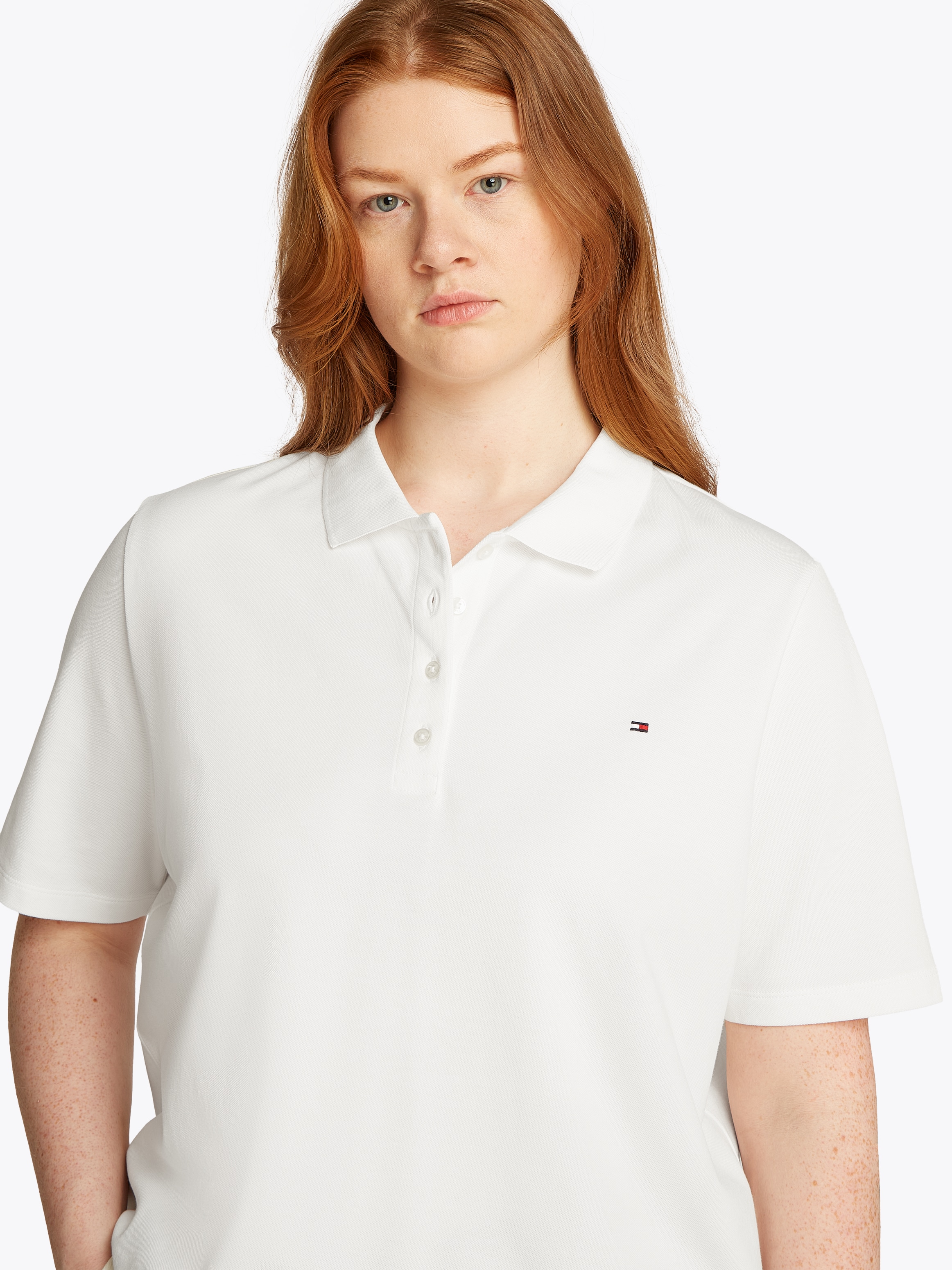 Tommy Hilfiger Curve Poloshirt »CRV 1985 REG PIQUE POLO SS« in großen Größen, Piqué-Qualität
