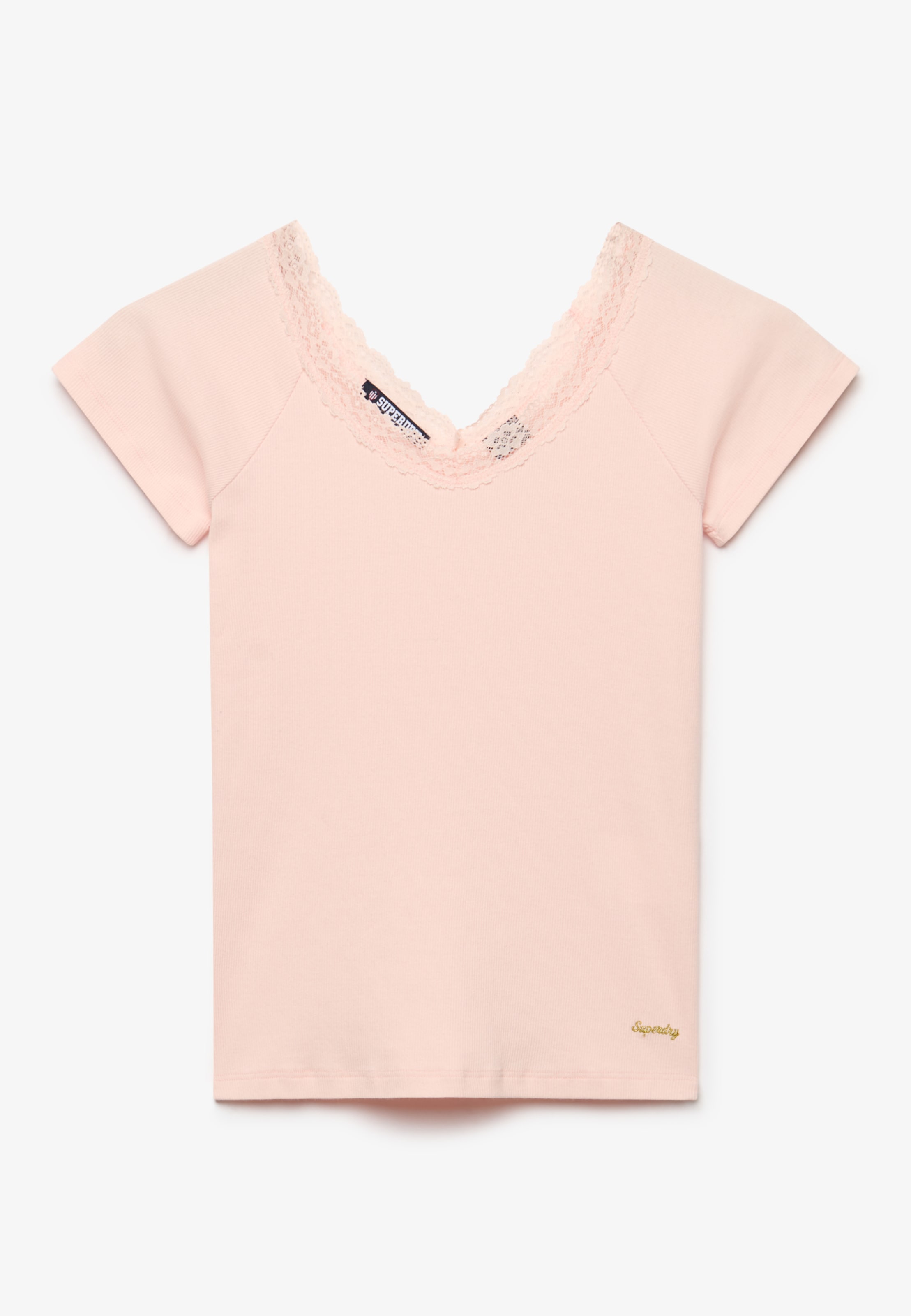 Superdry V-Shirt »ATH ESS LACE TRIM V TEE« mit Spitze