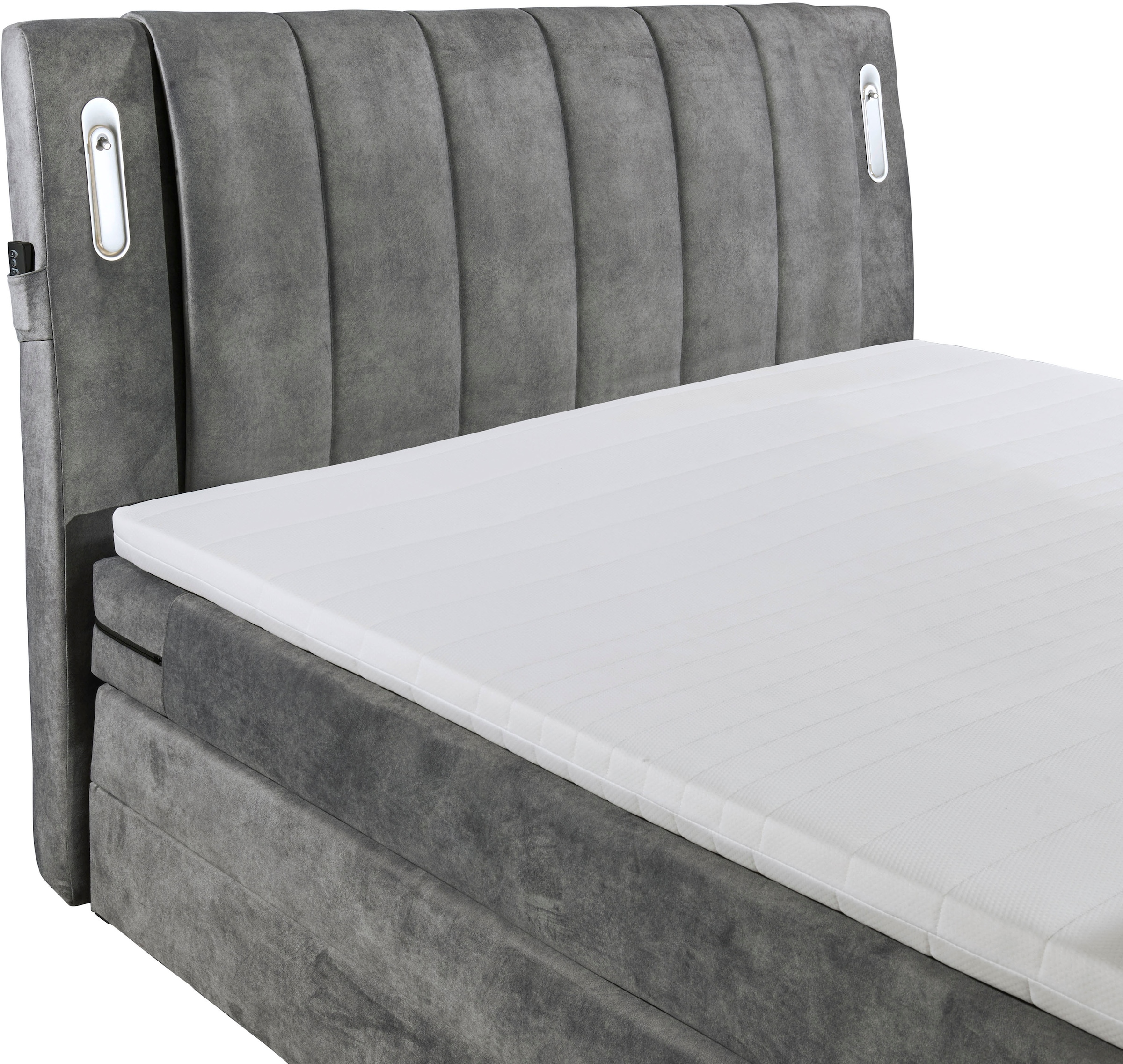 ED EXCITING DESIGN Boxspringbett »Dallas«,  inkl. Topper, LED-Beleuchtung, TV Halterung (bis 40 Zoll) und 2 Bettkästen