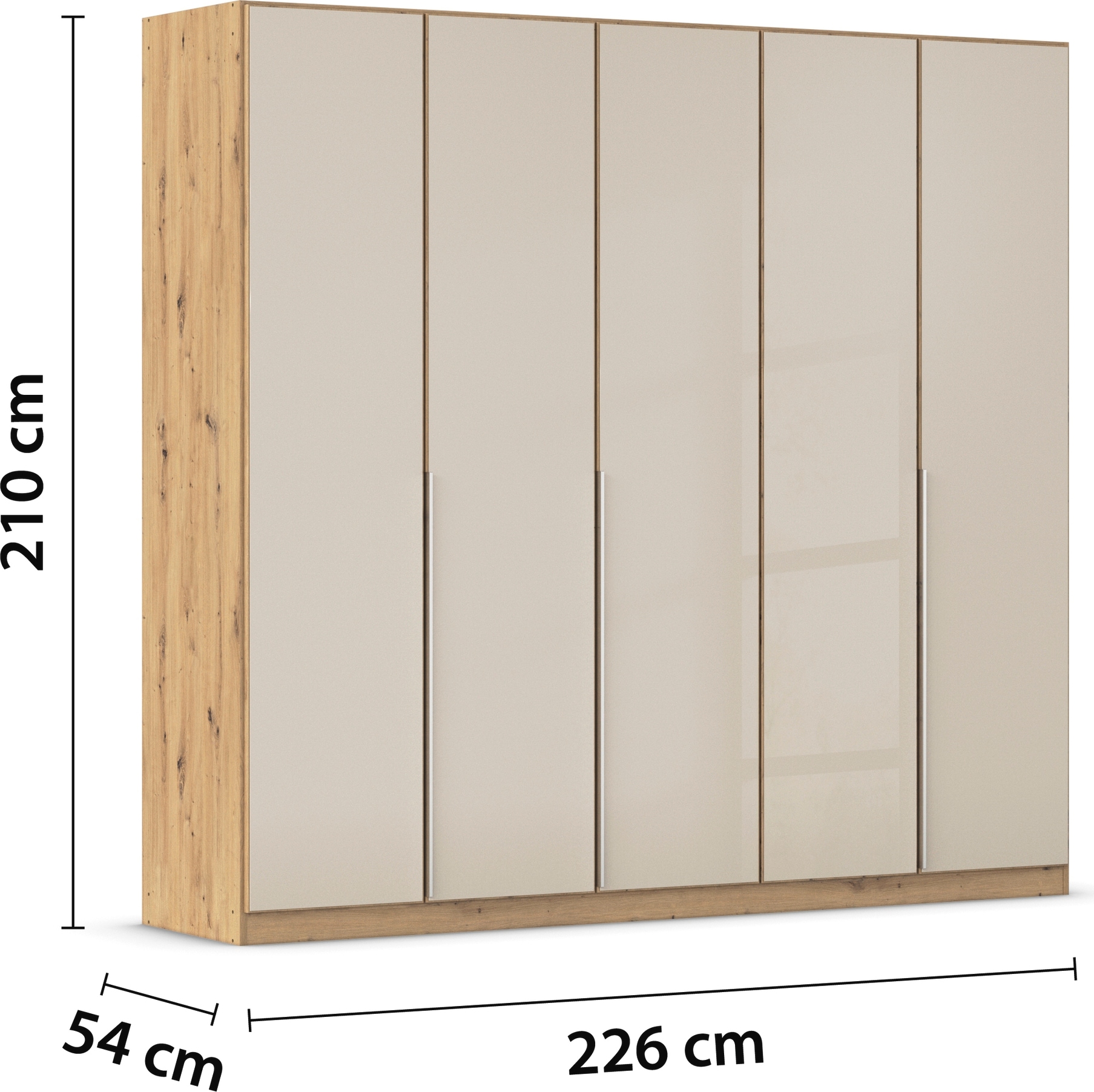 rauch Drehtürenschrank »Kleiderschrank Kleiderschränke Schrank Garderobe AGORDO mit Glasfront«, (in zwei Griff-Farben), durchdachte Innenausstattung, in 6 Breiten und 2 Höhen MADE IN GERMANY