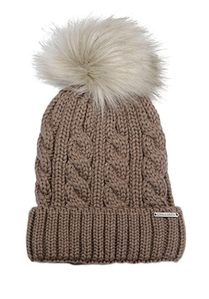 chillouts Bommelmütze »Joan Hat«, Mit Fake-Fur Pom Pom, Zopfmuster