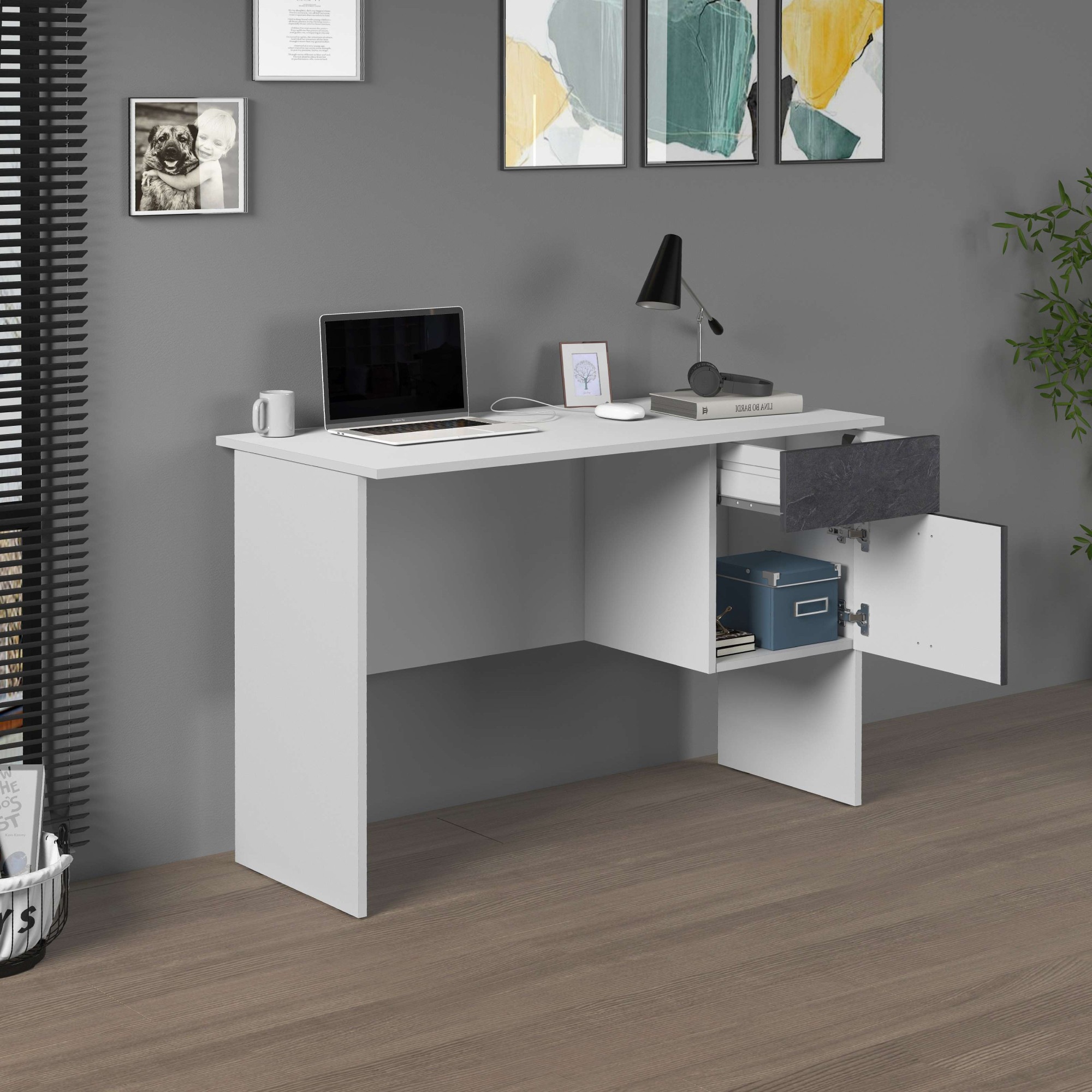 INOSIGN Schreibtisch »Coro, kleiner Computertisch, Bürotisch«, mit 1 Tür & 1 Schublade, Breite 110 cm, Made in Italy
