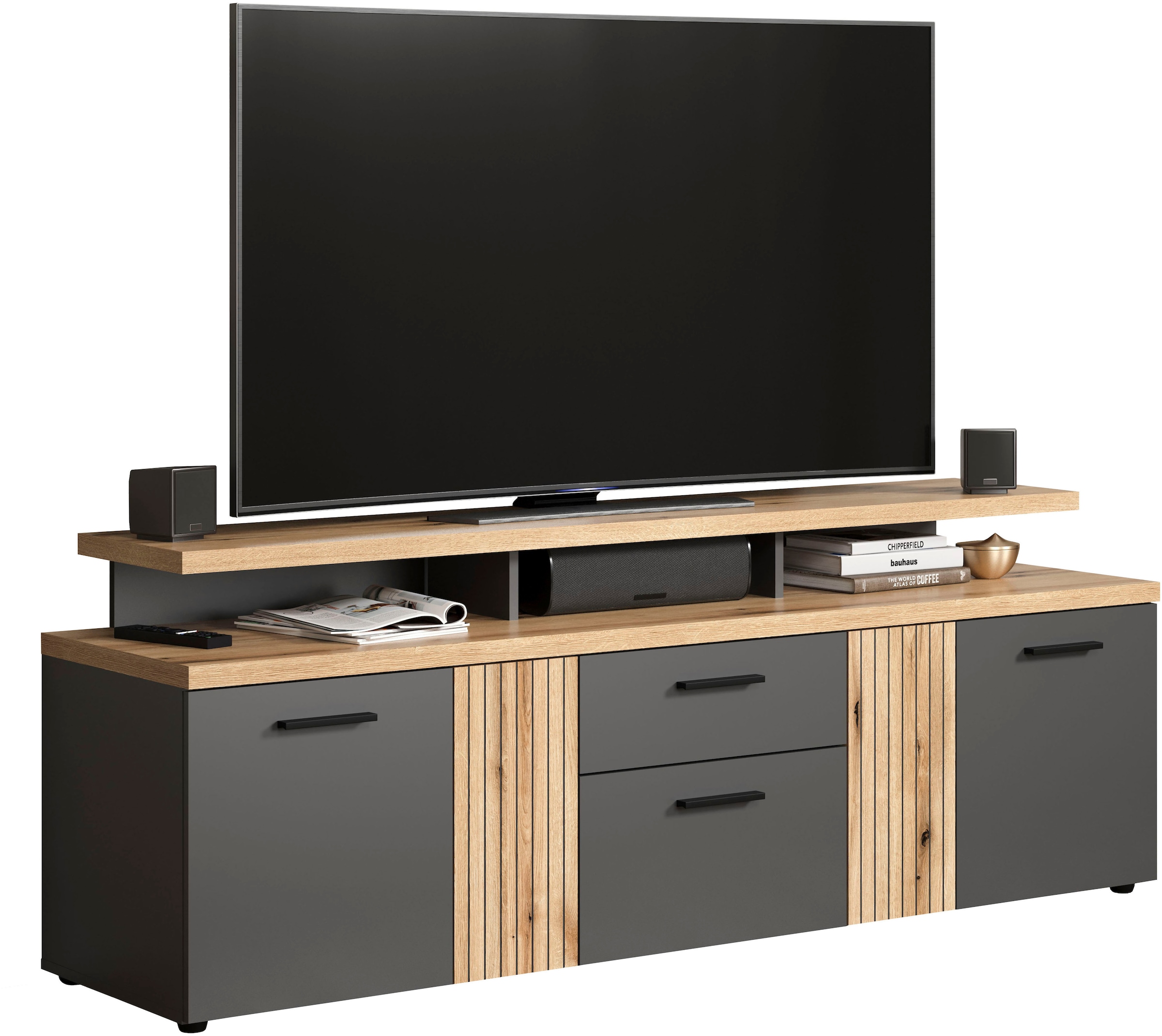 INOSIGN Lowboard »Estepona« 1 Stk. tlg. Lowboard mit 4 Türen, 1 Schubkasten, 1 Klappe - (B/T/H) 180/47/67 cm