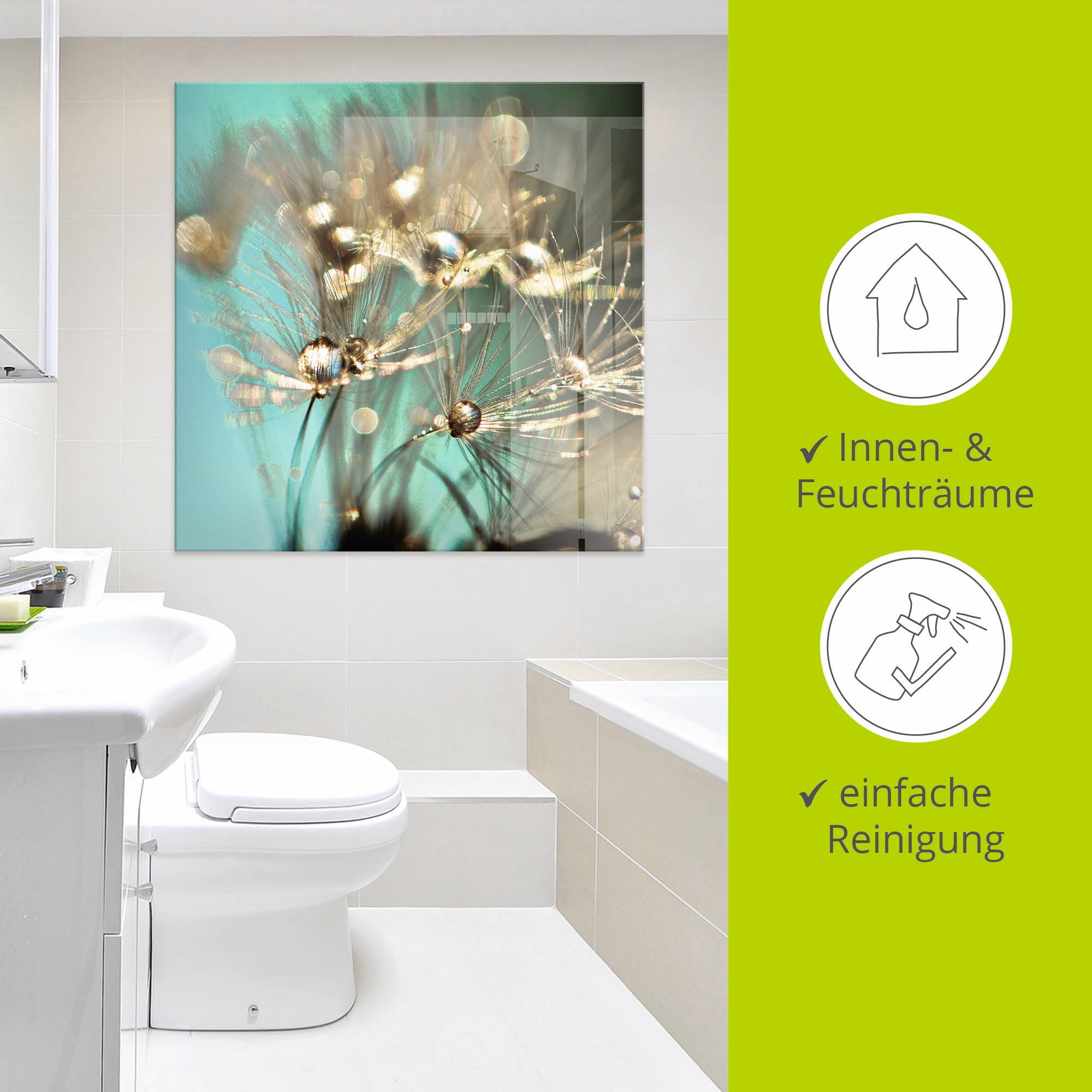 Artland Glasbild »Pusteblume glänzendes Gold« Blumen 1 Stk. tlg. in verschiedenen Größen