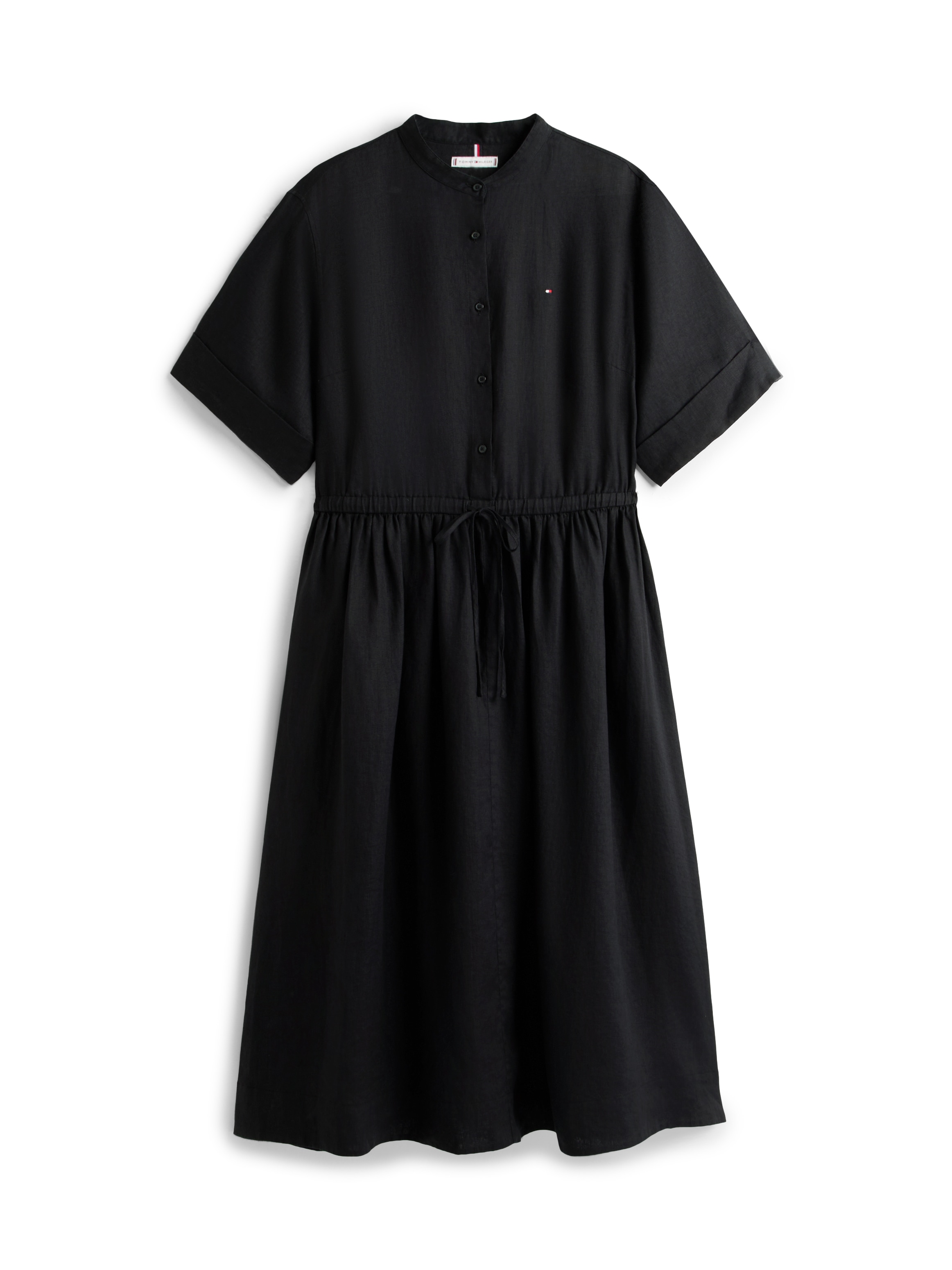 Tommy Hilfiger Curve Midikleid »CRV LINEN MIDI SHIRT DRESS SS« in großen Größen, Taille mit Bindeband