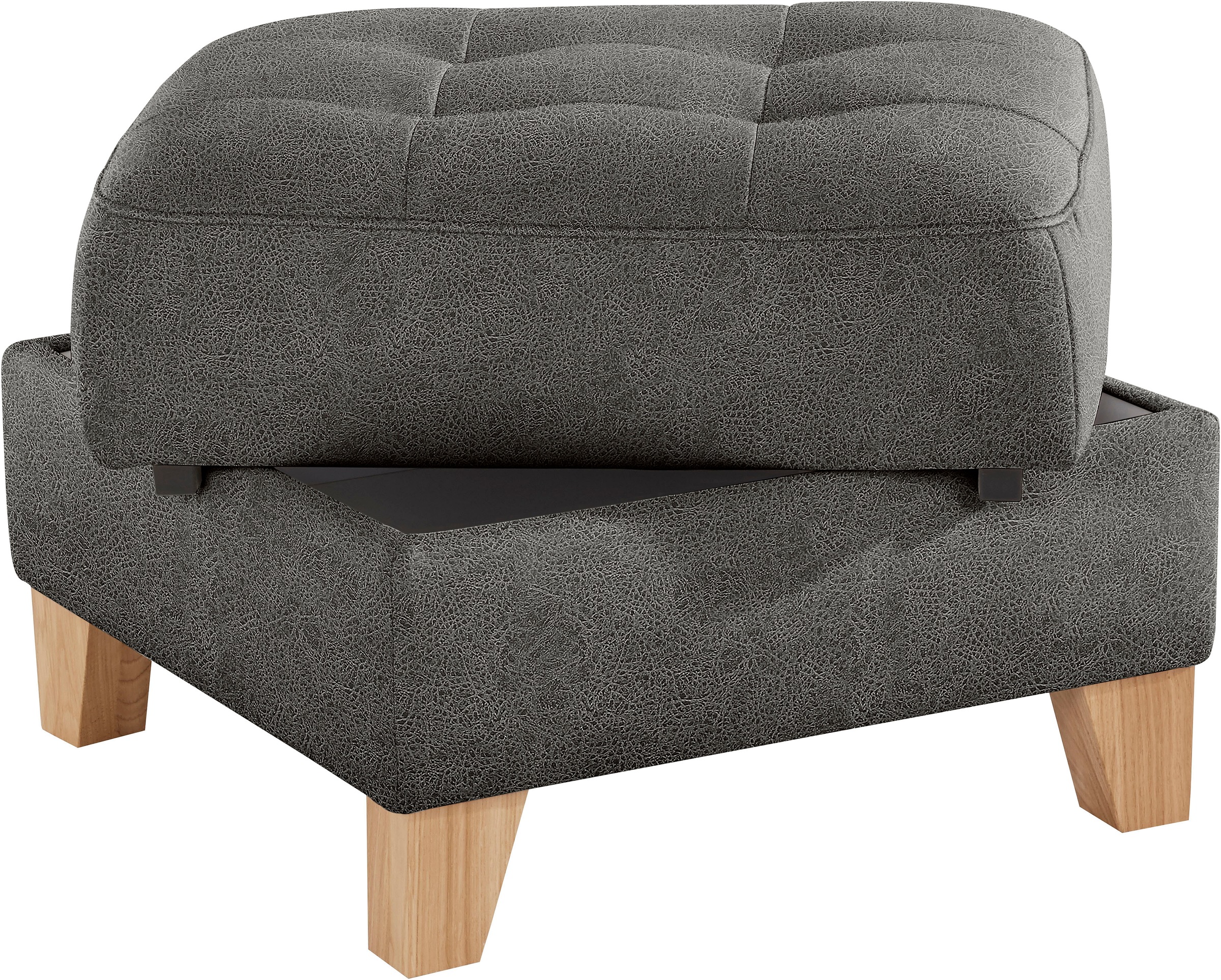 exxpo - sofa fashion Hocker »Elio bequemer Sitzkomfort und aufwendiger Detailverarbeitung«, mit Staufach unter der Sitzfläche