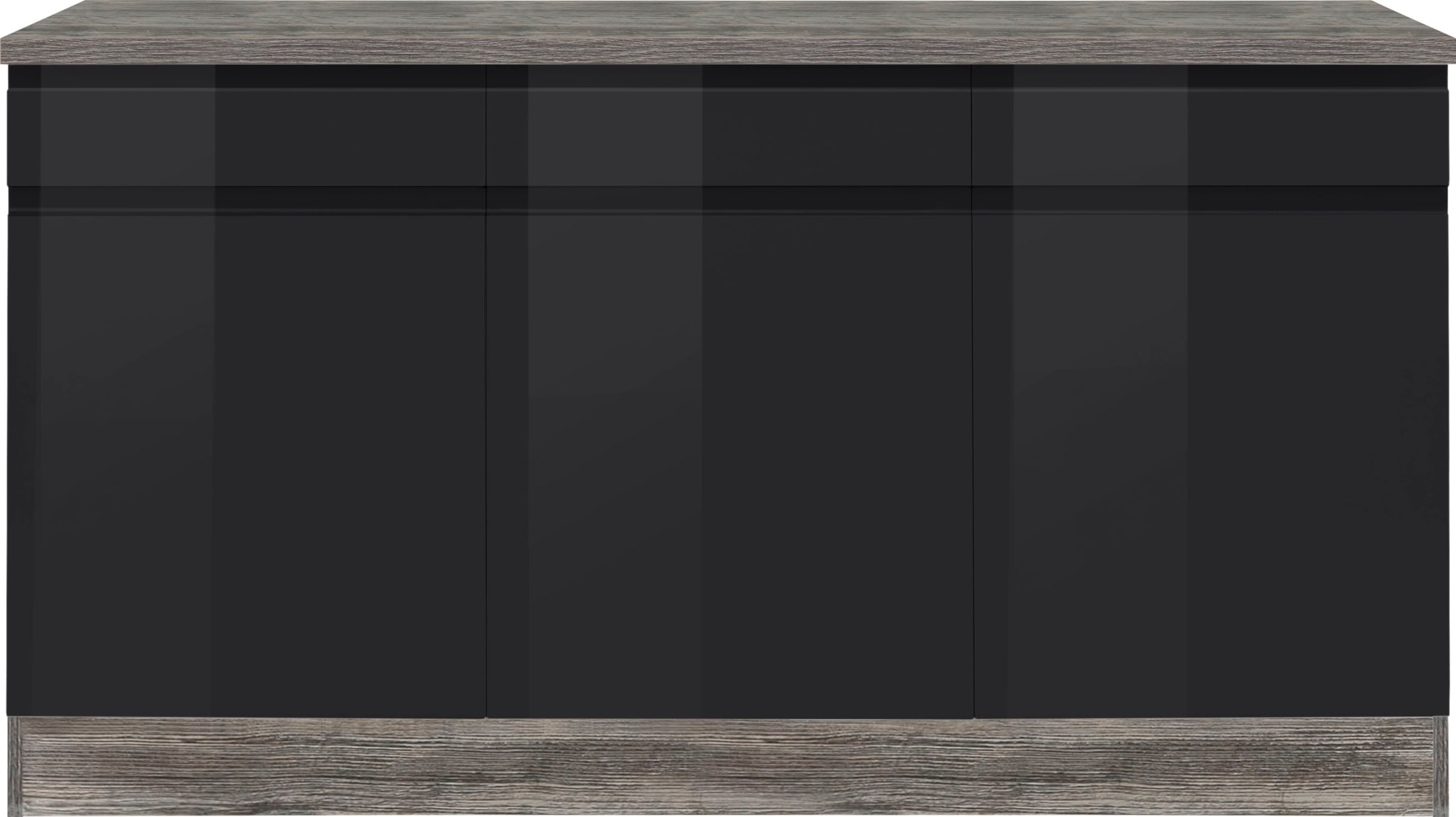 KOCHSTATION Unterschrank »KS-Virginia«, 85 cm hoch, 150 cm breit, 3 Schubladen, 3 Türen, griffloses Design