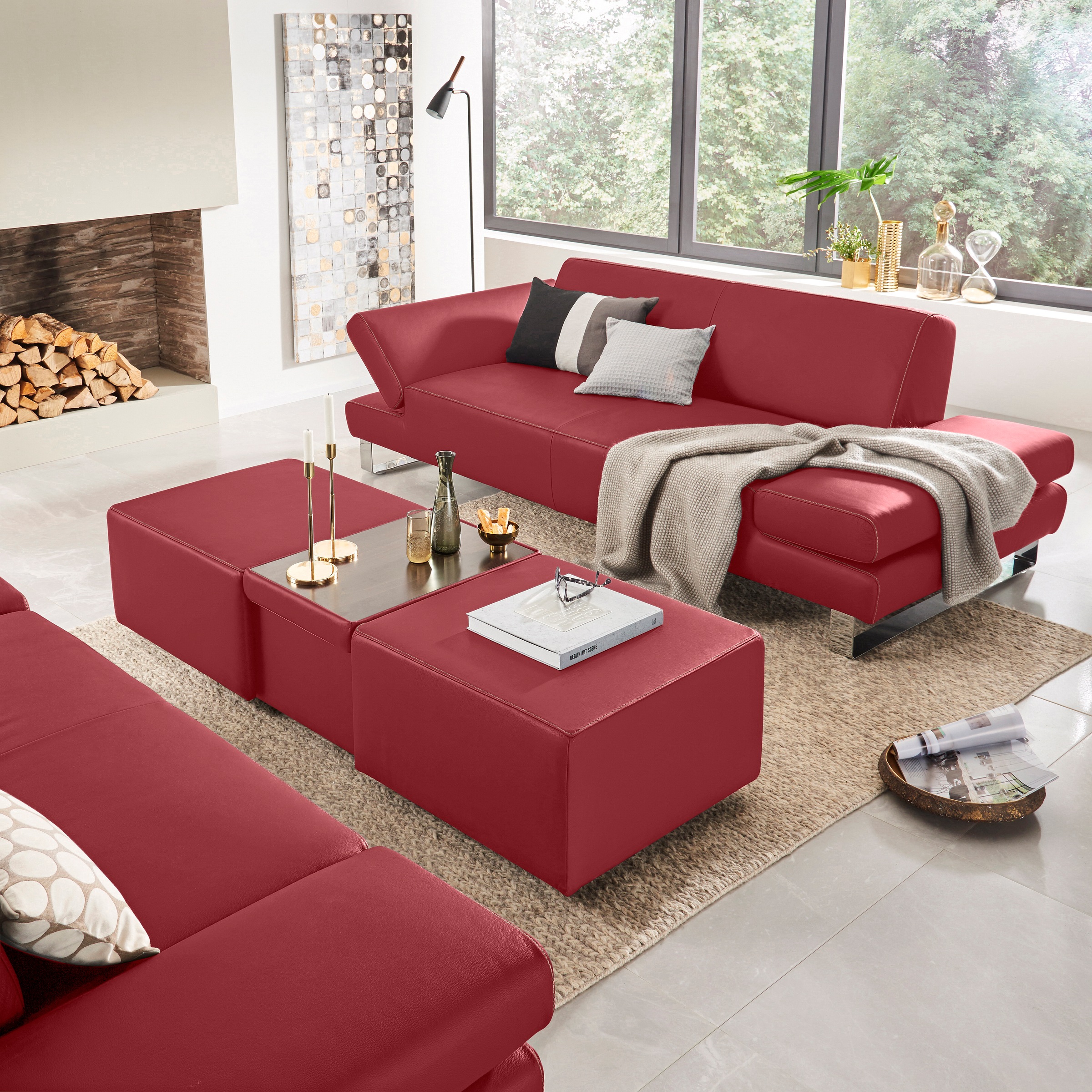 W.SCHILLIG 2-Sitzer »taboo Designsofa mit hohem Sitzkomfort«, mit Übertiefe, inklusive Armlehnenverstellung, mit Kontrastnaht