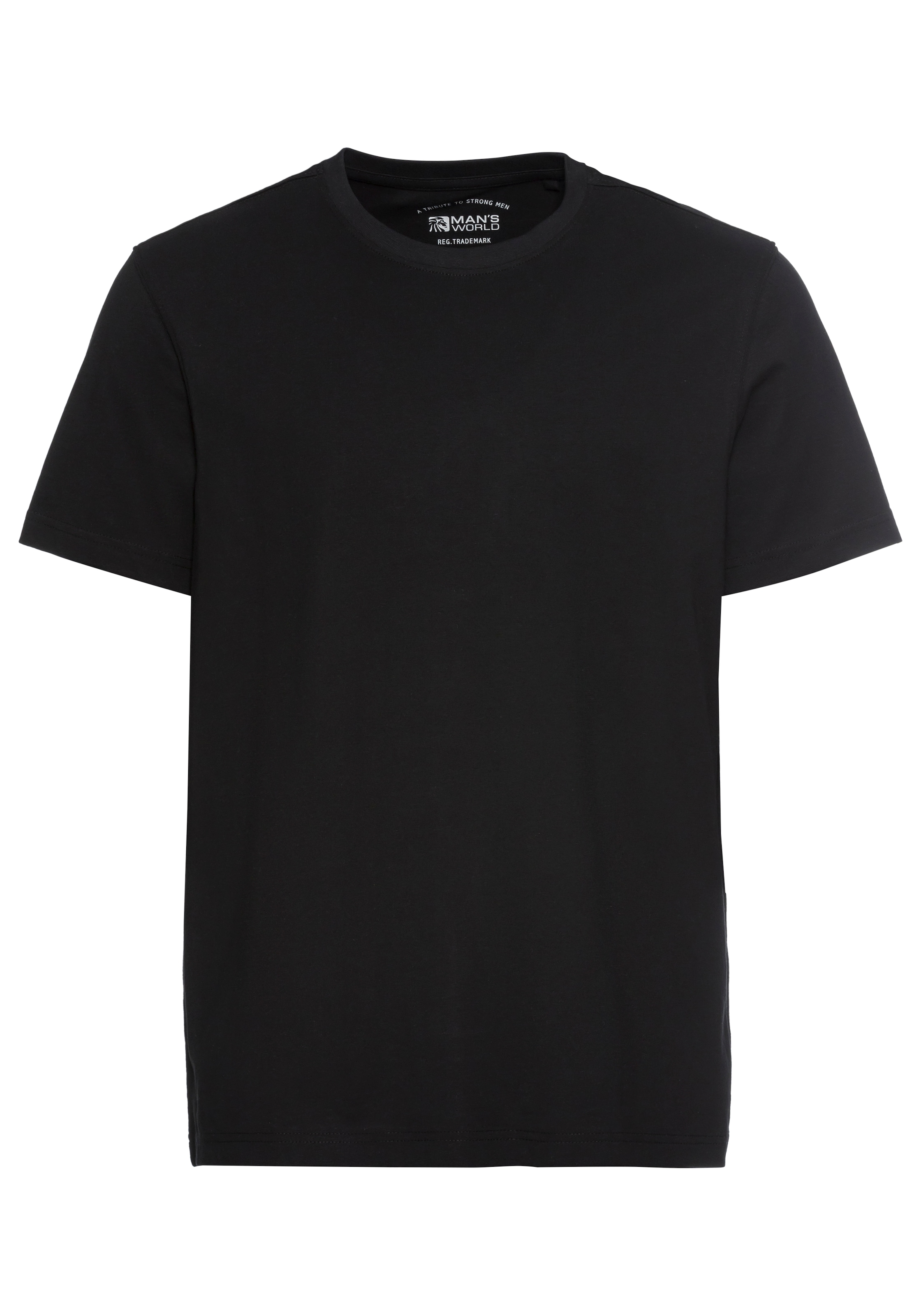 Man's World Rundhalsshirt, (Packung, 2 tlg., 2er Pack), Kurzarm, unifarben, Rundhals, aus Baumwolle