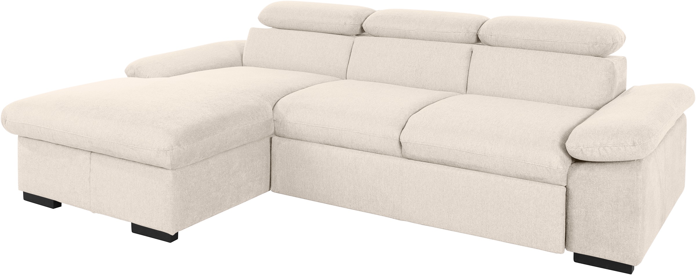 COTTA Ecksofa »Lola L-Form mit Kopfteilfunktion & Hocker«, (Set, mit Hocker), wahlweise mit Bettfunktion, Bettkasten & Armteilverstellung