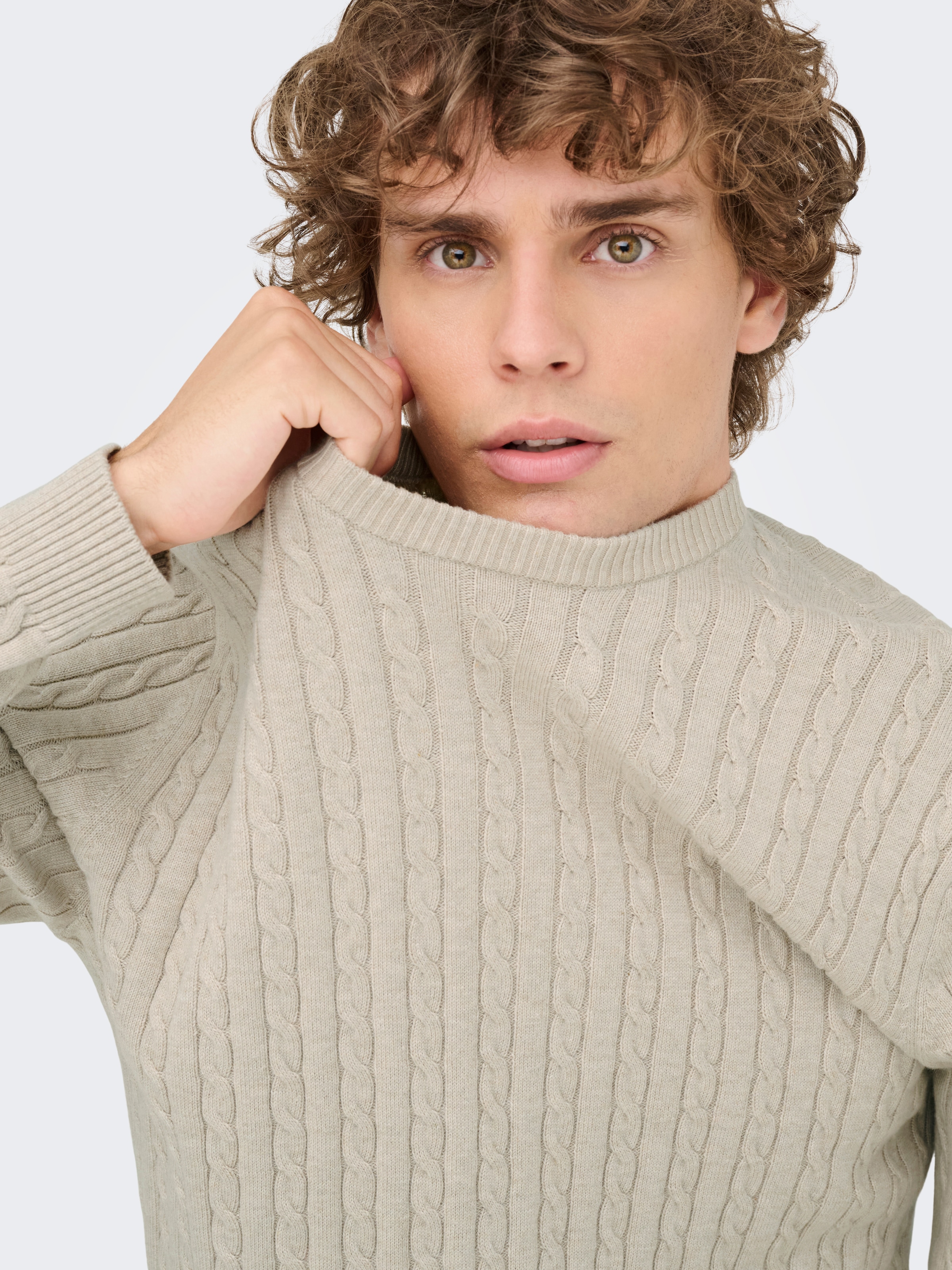 ONLY & SONS Strickpullover »ONSLOUI REG 12 CABEL CREW KNIT NOOS«