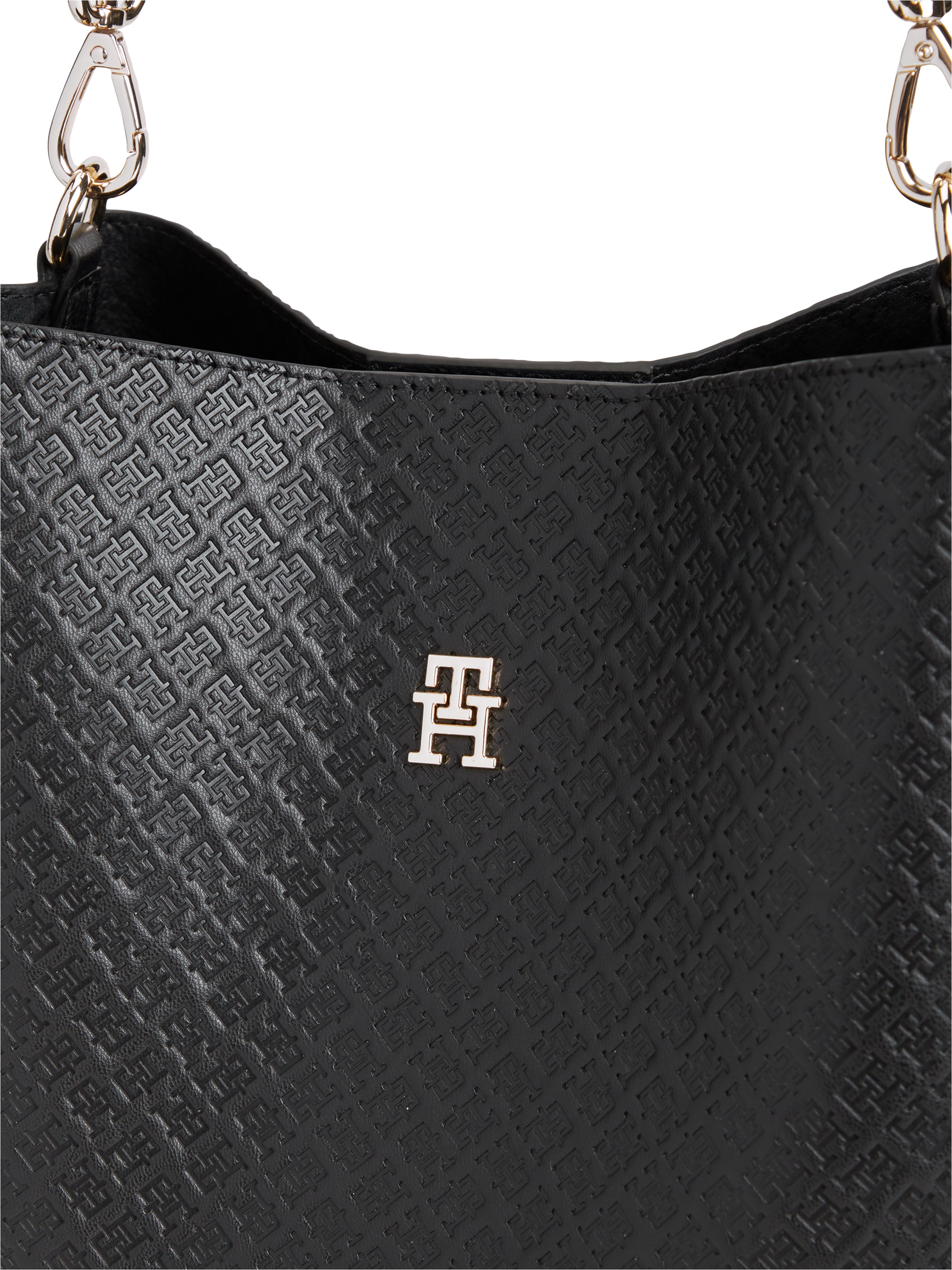Tommy Hilfiger Schultertasche »TH ICON SHOULDER BAG MONO« Damen Handtasche, Shopper mit goldfarbenem TH-Schmuckelement