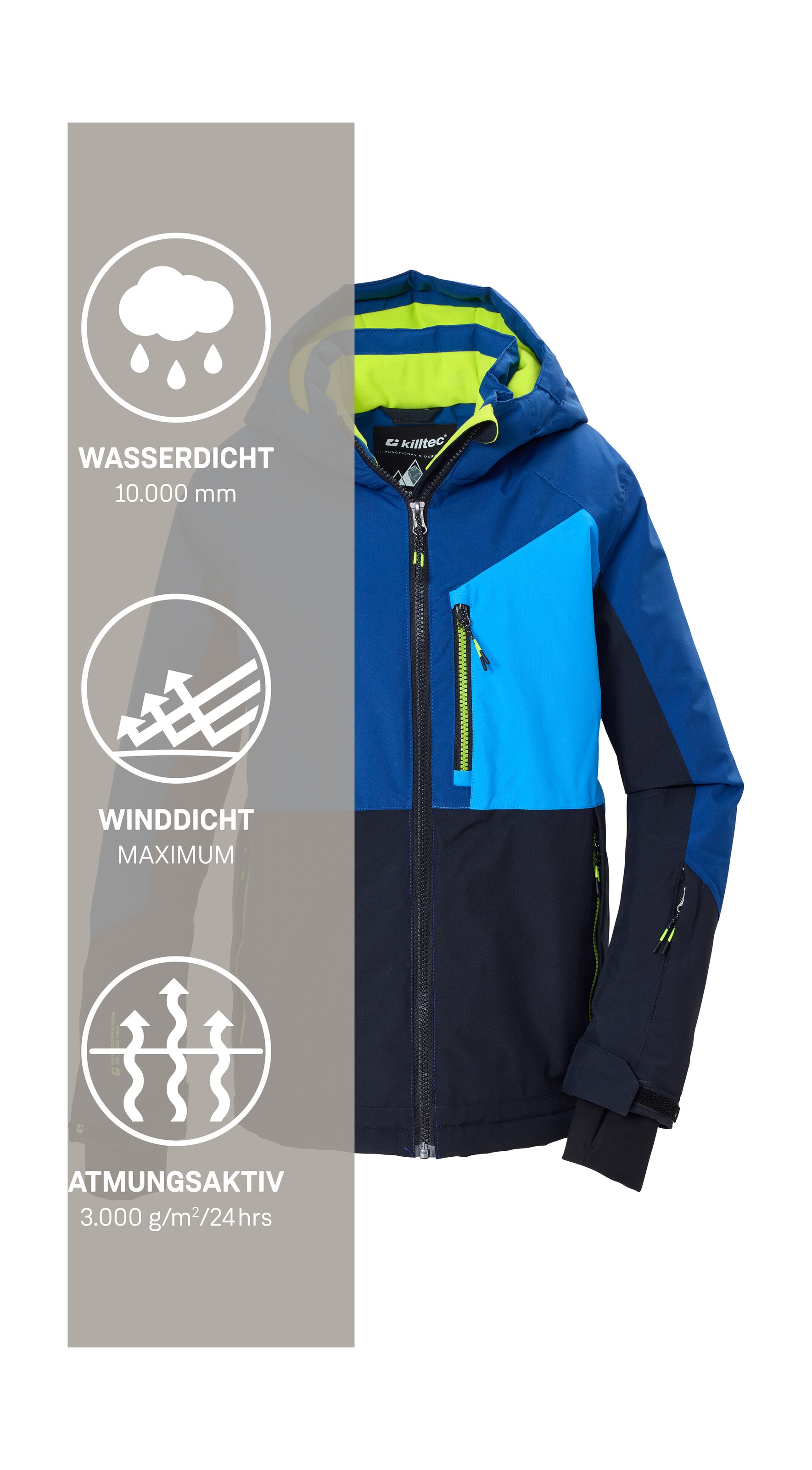 Killtec Skijacke »KSW 206 BYS SKI JCKT« Wind- und wasserdichte Kinderjacke, atmungsaktiv, verstellbar