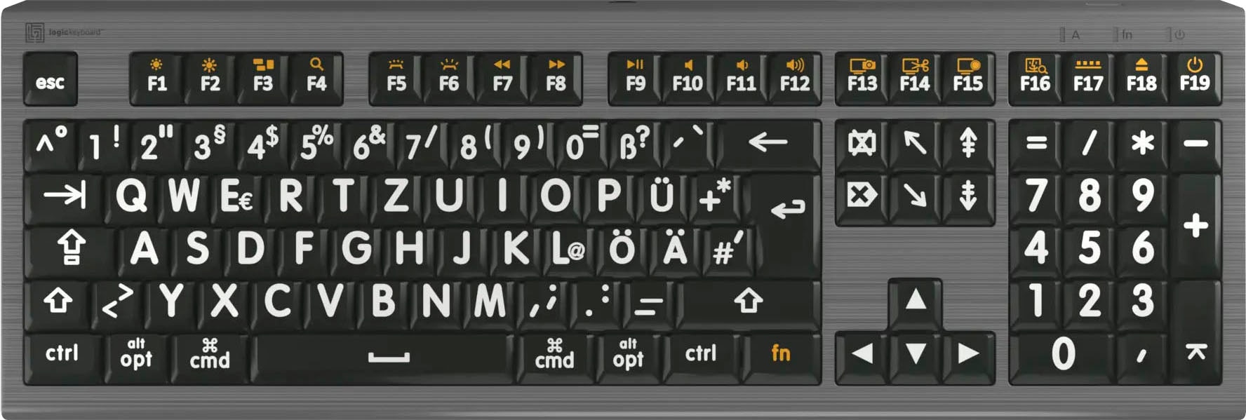 Tastatur »XL-Print Astra 2 White on Black DE (MAC)«,...