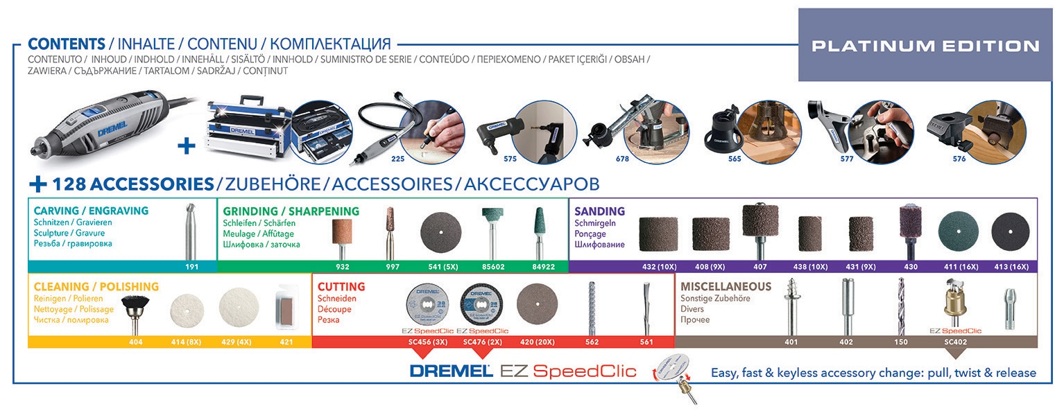 DREMEL Elektro-Multifunktionswerkzeug »DREMEL® 4250 (4250-6/128)«, 6x Vorsatzgeräte, 128x Zubehör