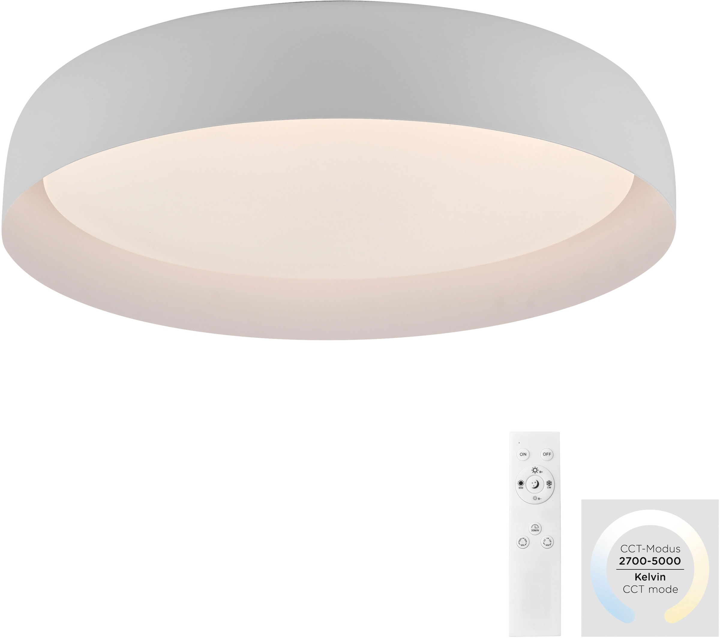 JUST LIGHT Deckenleuchte »OSKO« LED-Board 1 Stk. Warmweiß LED, Fernbedienung, Funk inkl.