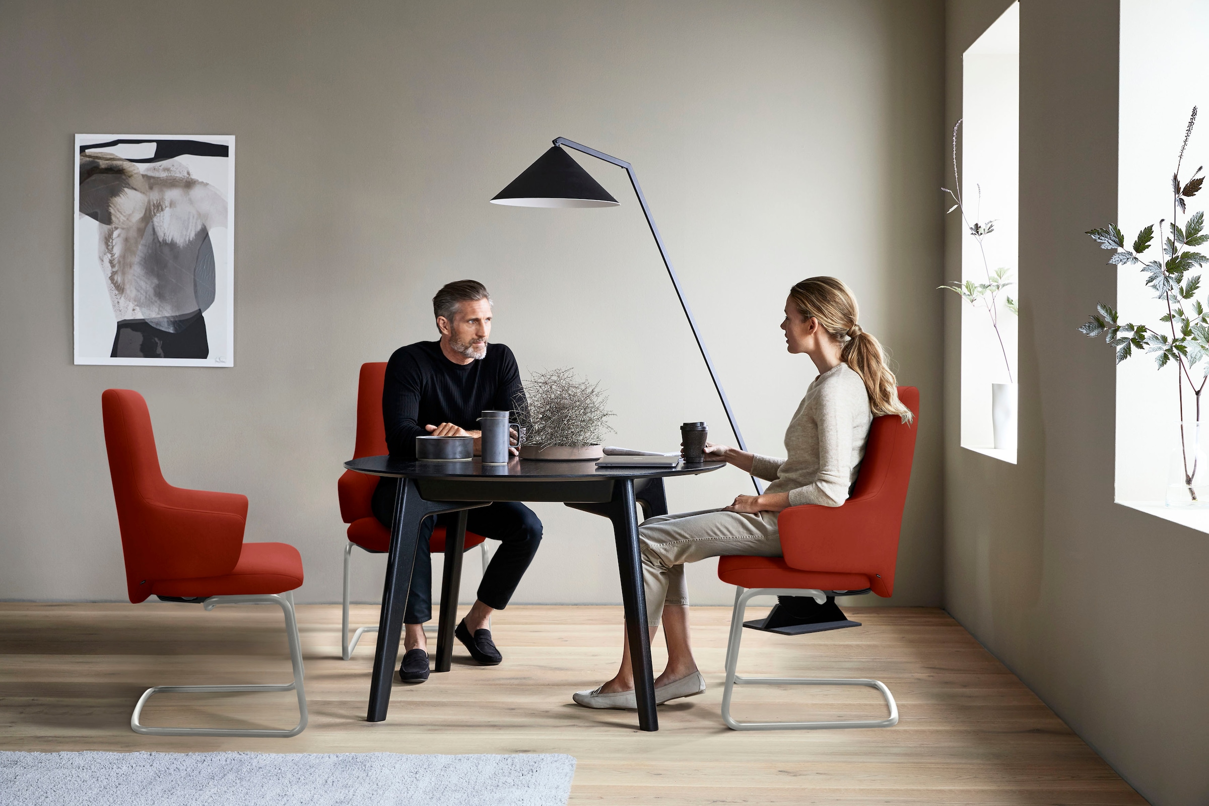 Stressless® Polsterstuhl »Laurel«, Microfaser DINAMICA, High Back mit Armlehne, Größe L, mit Beinen aus Stahl in Chrom