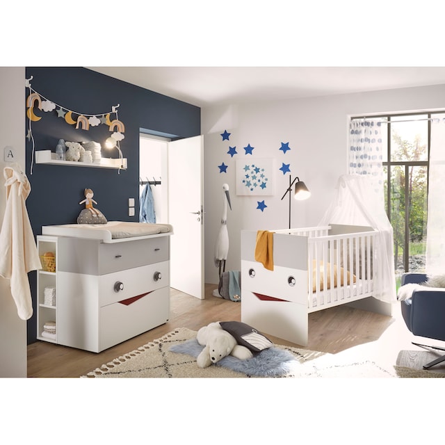 GALLERY M branded by Musterring Babyzimmer-Komplettset, (Set, 4 St.), inkl.  Unterstellregal für die Wickelkommode bei ♕