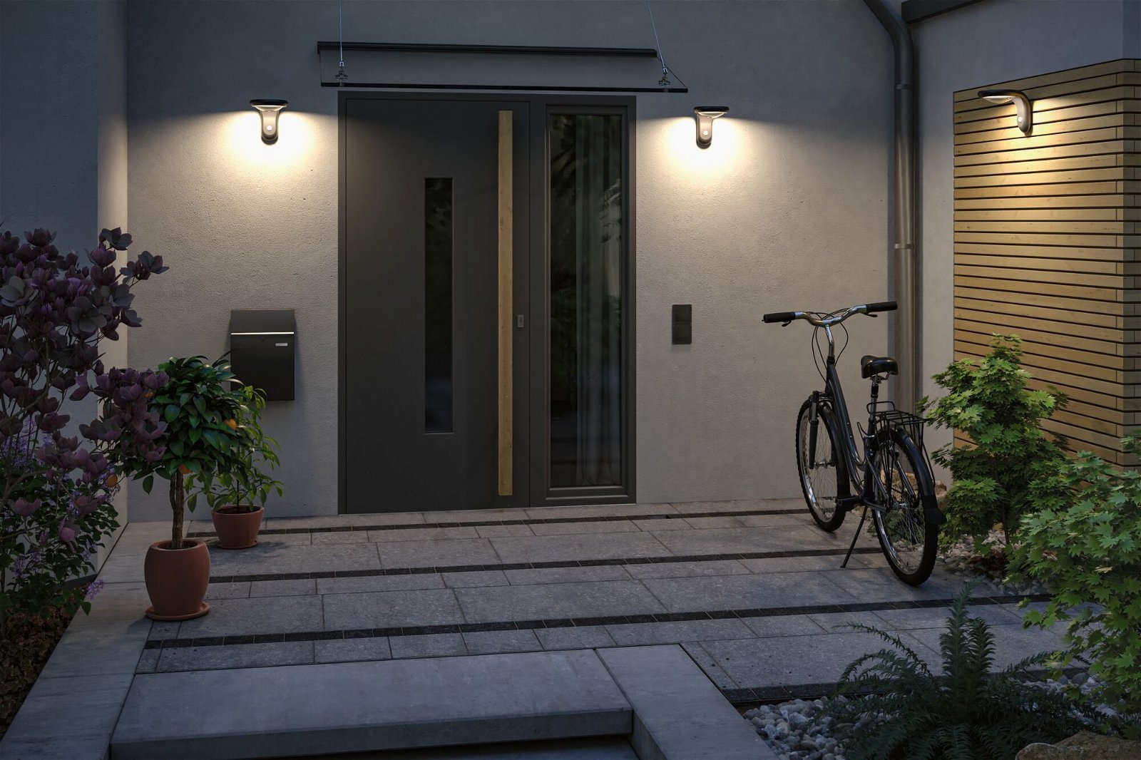 Paulmann LED Außen-Wandleuchte »Solar Diskola IP44 180x234mm 3000K 3,5W 400lm Anthrazit Kunststoff«, 1 flammig, Bewegungsmelder