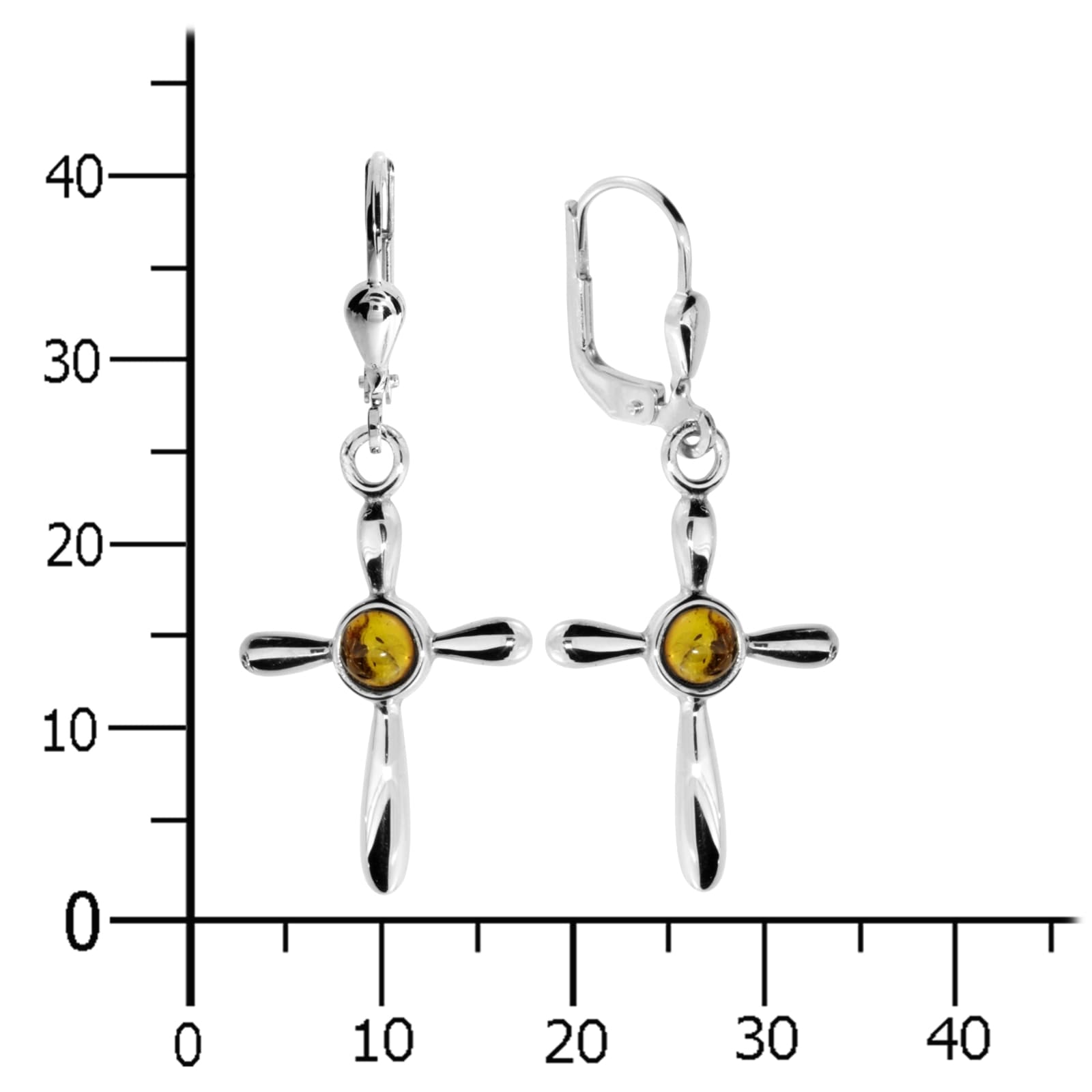 OSTSEE-SCHMUCK Paar Ohrhänger »- Kreuz 24 x 16 - Silber 925/000 - Bernstein«