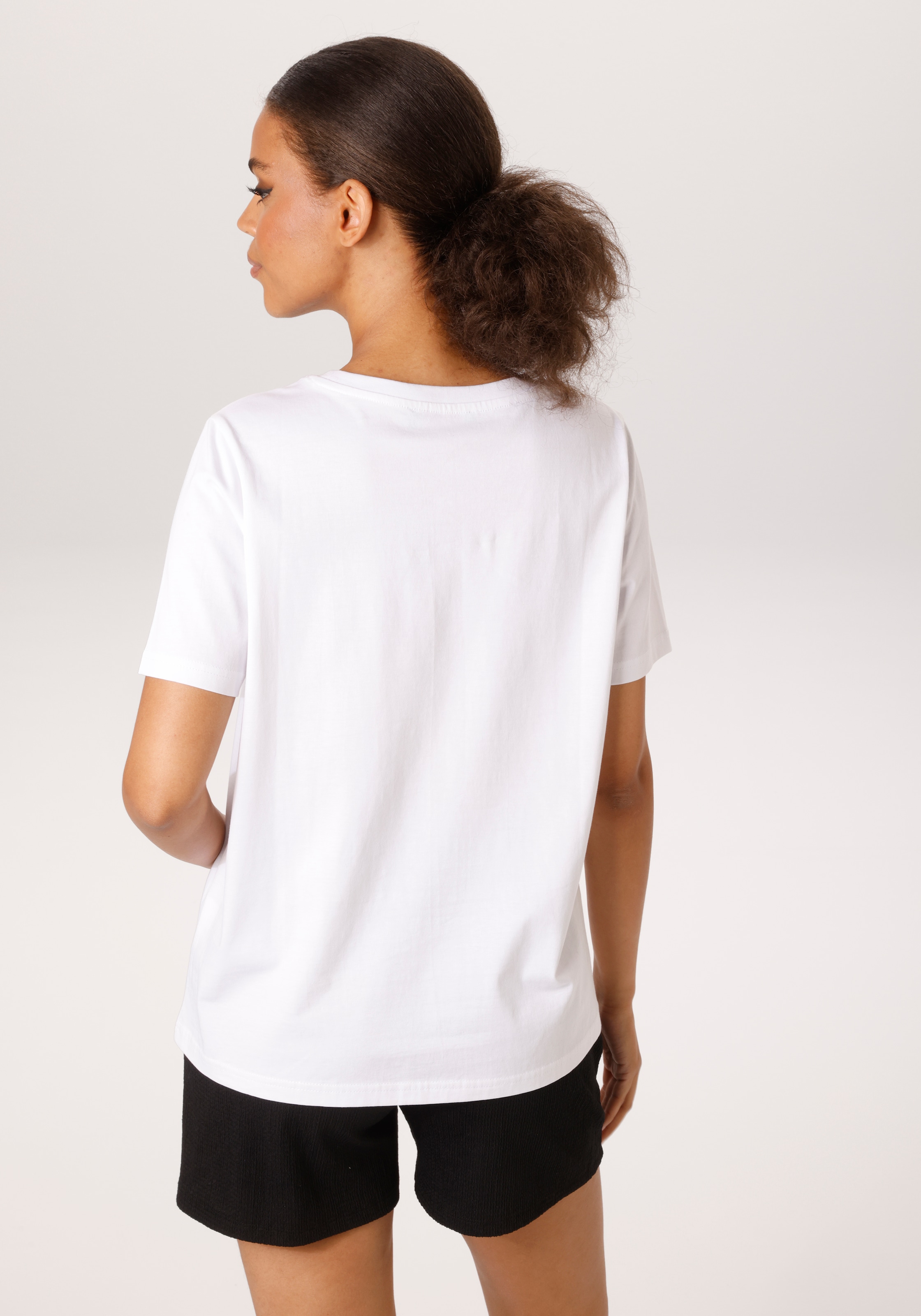 Aniston CASUAL T-Shirt mit extravaganten Lippen im Animal-Print - NEUE KOLLEKTION