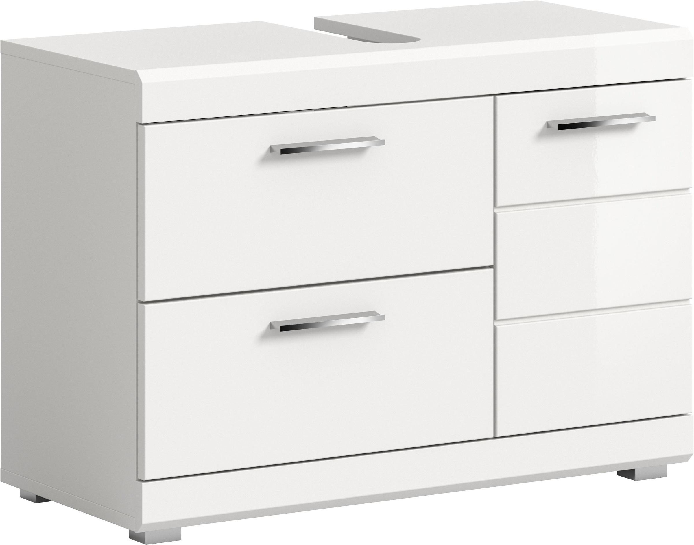 welltime Waschbeckenunterschrank "SIENA, Breite 80cm, 1 Tür, 1 Schubkasten, 1 Klappe, 2 Fächer,MDF-Front" WBU, Badmöbel, Badschrank, Kommode, Unterschrank, Bad, Badezimmer