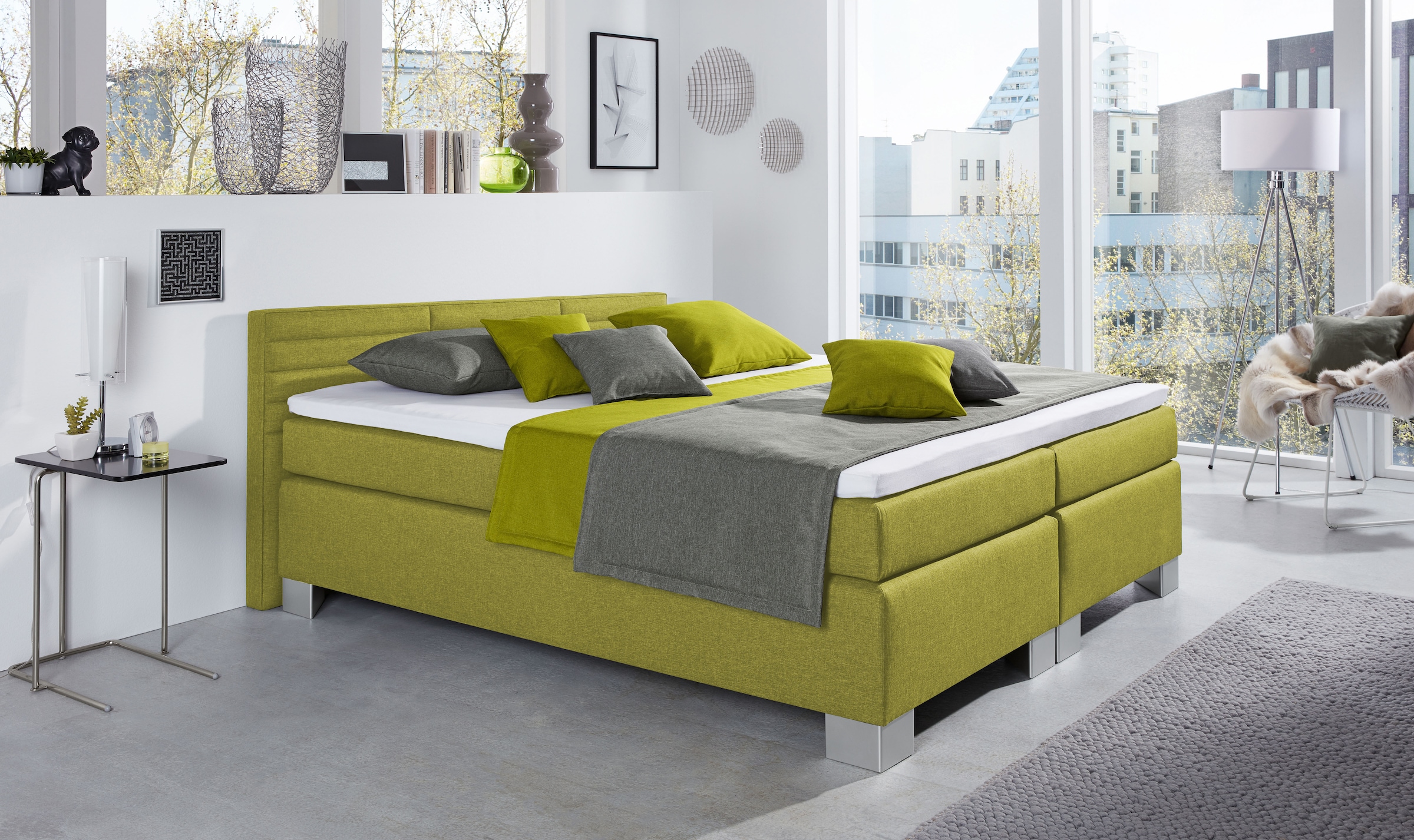 hapo Boxspringbett »ATLANTA mit niedrigem Kopfteil« Topper separat erhältlich!,  erhältlich in verschiedenen Breiten, Farben & Matratzenarten