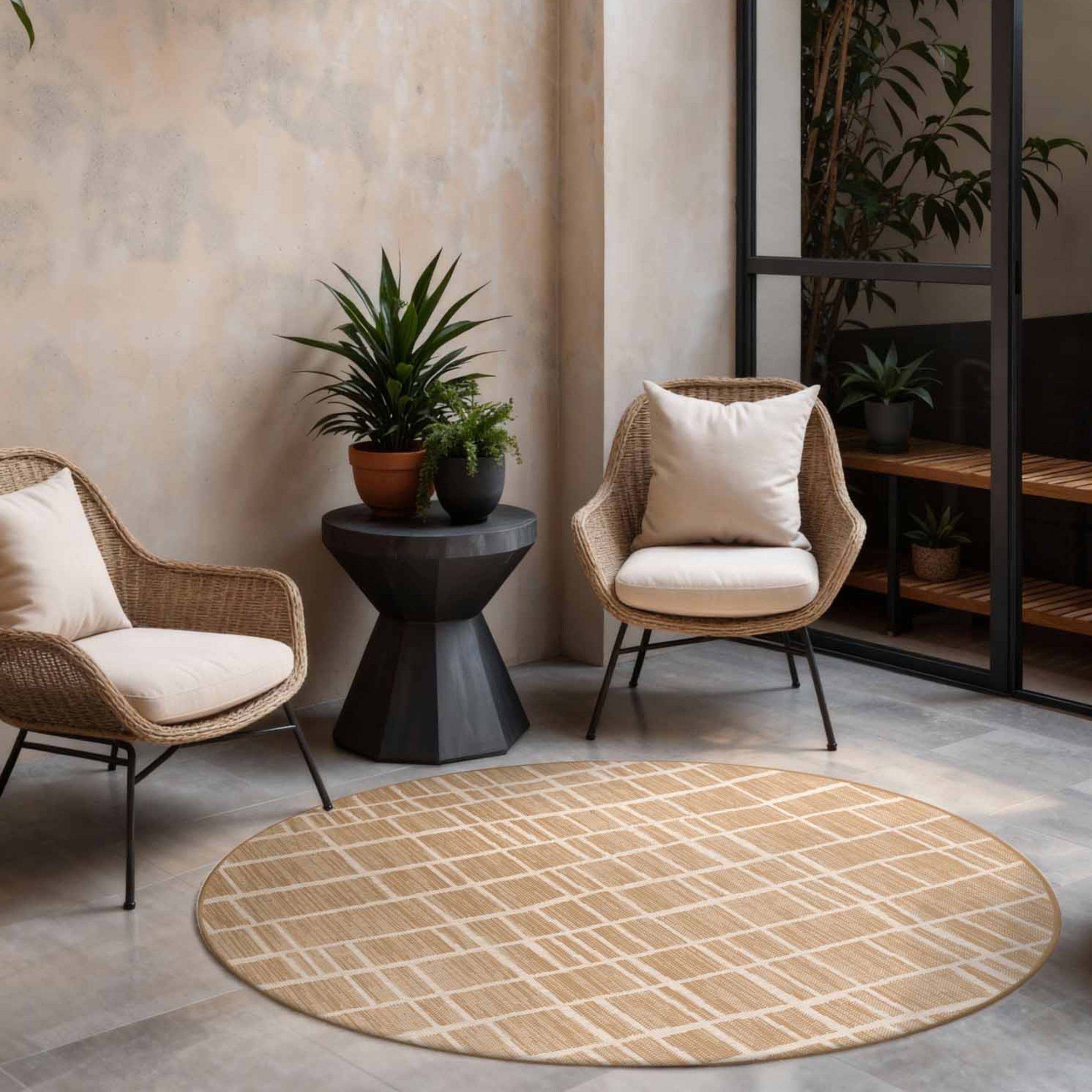 Ted Baker Teppich »Crouch , Wendeteppich« rund 8 mm Höhe Designteppich, Wetterfest, Pflegeleicht, Modern, Wohnzimmer, Terrasse