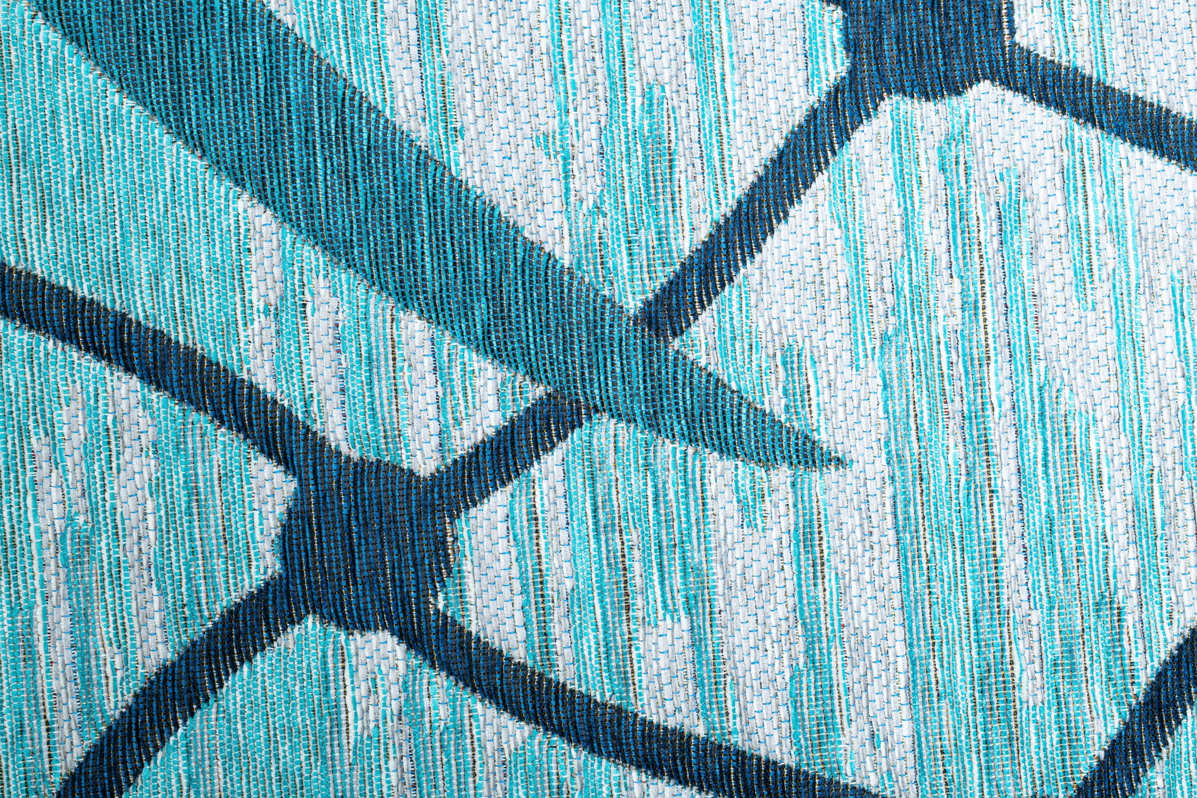 Sansibar Teppich »Keitum 005«, rund, 3 mm Höhe, Flachgewebe, modernes Design, Motiv Fischernetz & gekreuzte Säbel