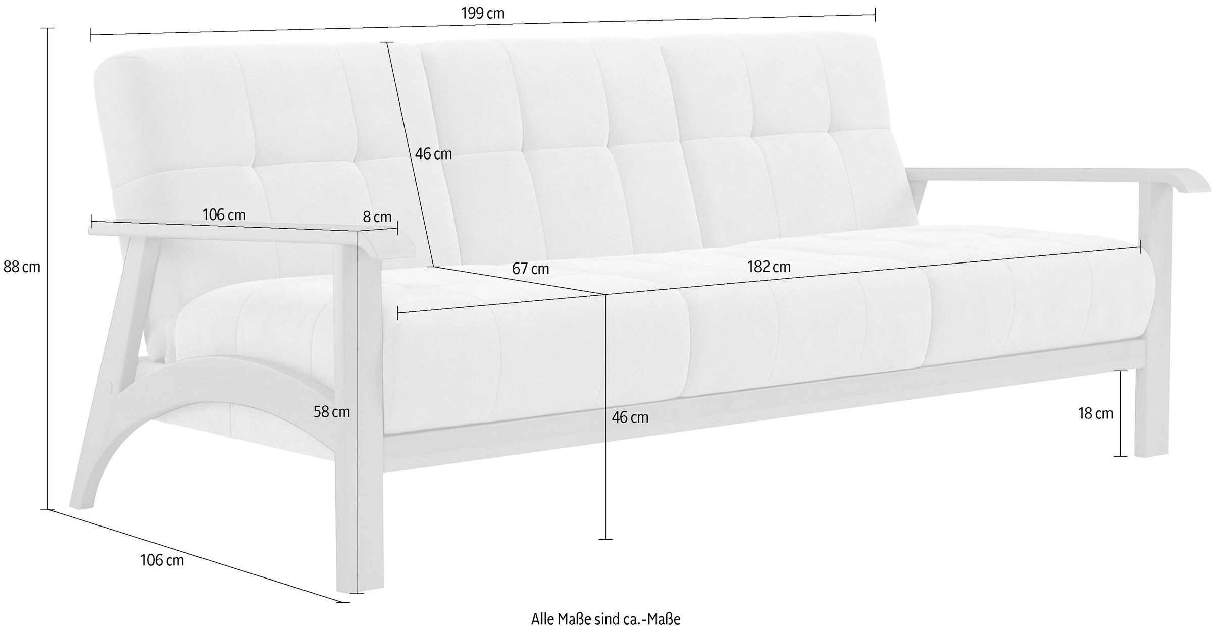 sit&more 3-Sitzer »Billund«, Armlehnen aus Buchenholz in natur, verschiedene Bezüge und Farben