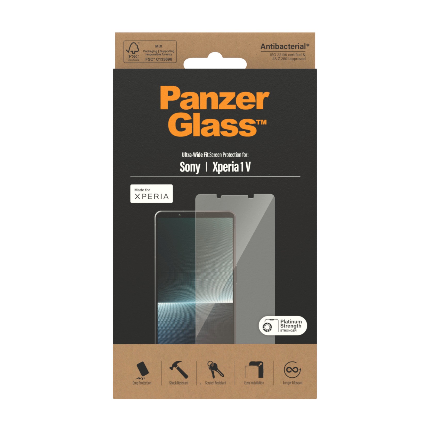 PanzerGlass Displayschutzglas »Ultra-Wide Fit Screen Protector«, für Sony Xperia 1 V, Displayschutzfolie, Schutzfolie, Bildschirmschutz, kratz- & stoßfest