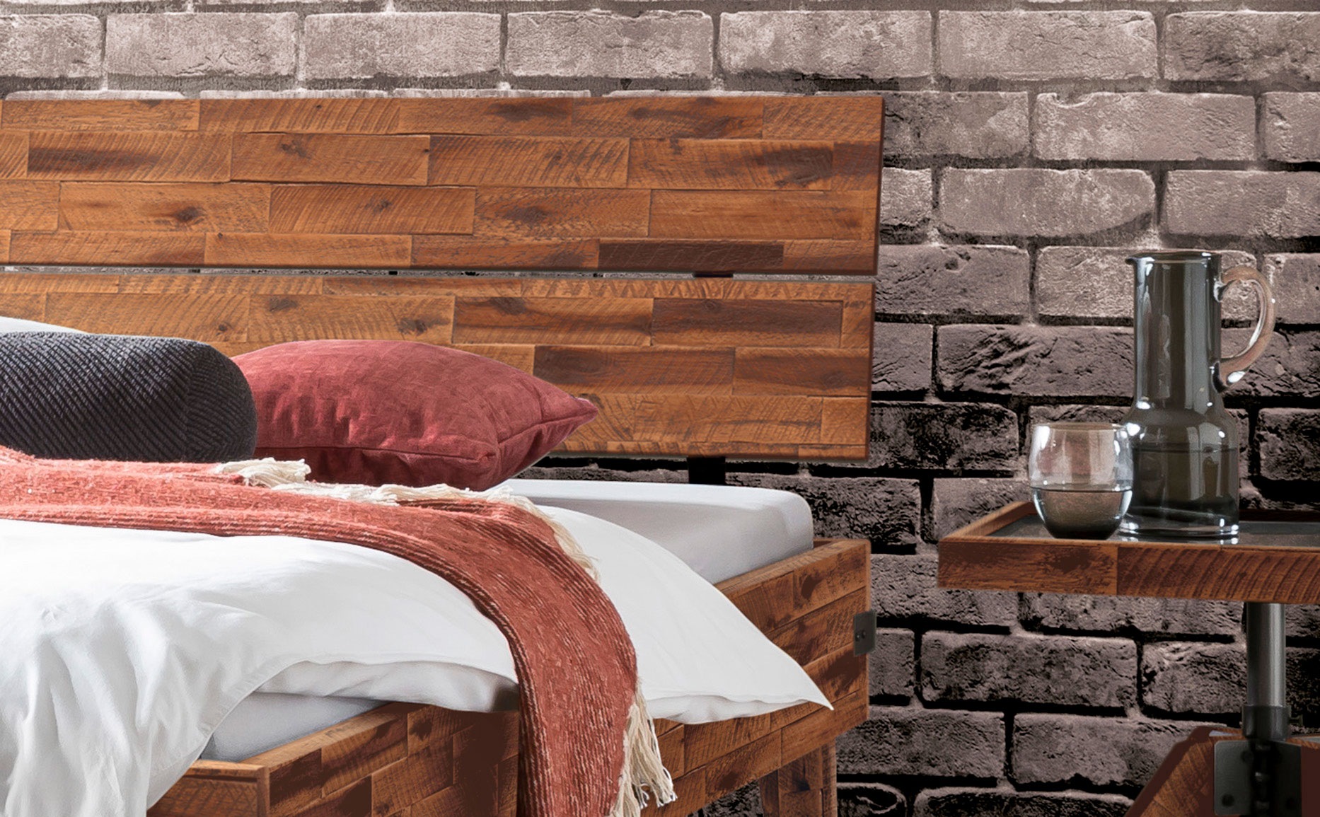 HASENA Bettgestell »Aloa« Akazie massiv, mit Massivholzkopfteil, zwei verschiedene Liegehöhen