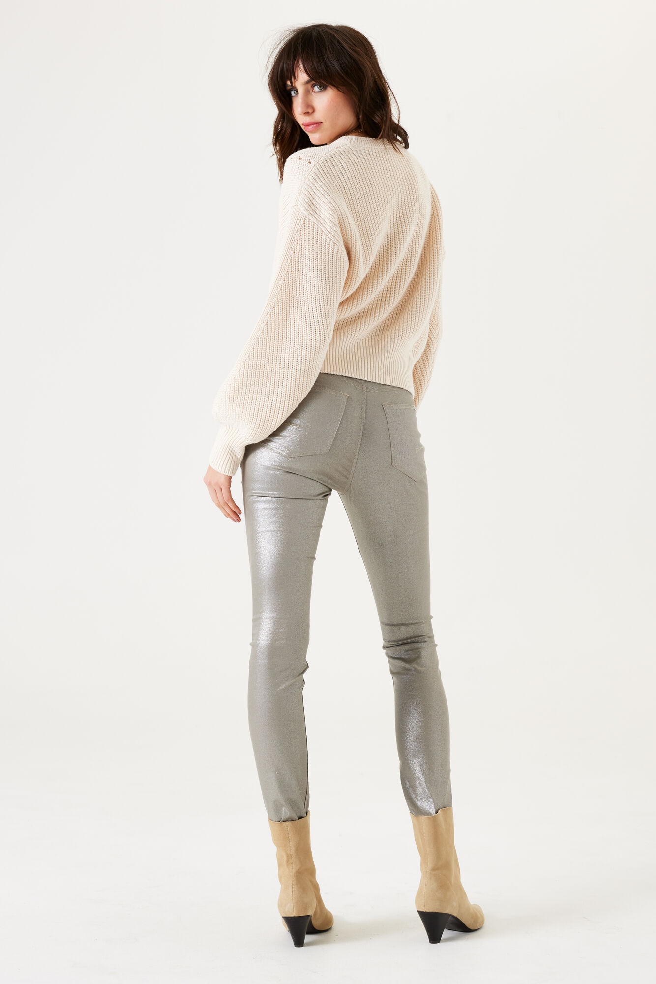 Garcia Rundhalspullover mit Puffärmel