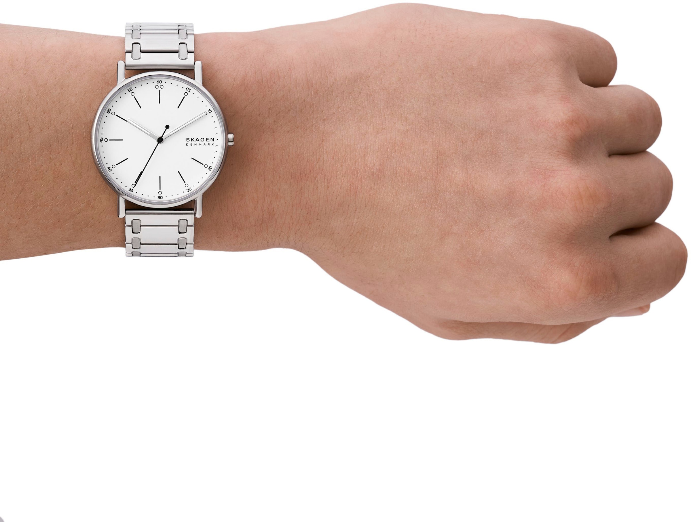 Skagen Quarzuhr »SIGNATUR«, Armbanduhr, Herrenuhr, Damenuhr, analog, Edelstahlarmband