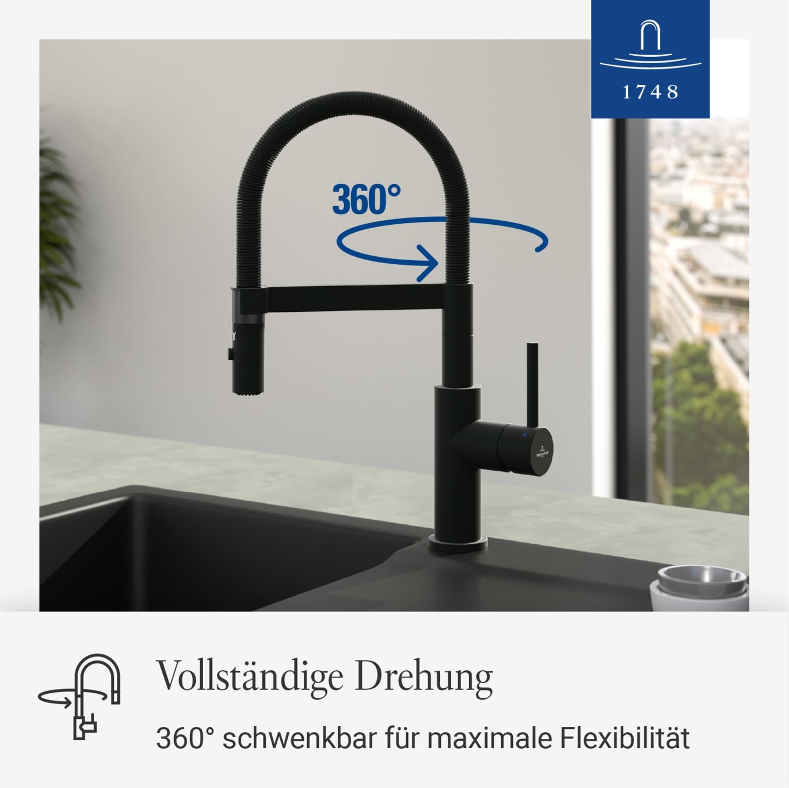 Villeroy & Boch Küchenarmatur »Küchenarmatur Steel Expert Compact 14,3 cm schwarz« 1 Stk. tlg.