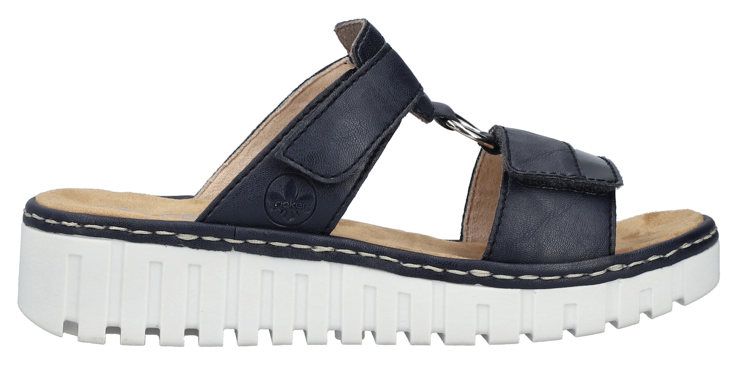 Rieker Keilpantolette, Sommerschuh, Strandschuh, Keilabsatz, mit zwei Klettverschlüssen
