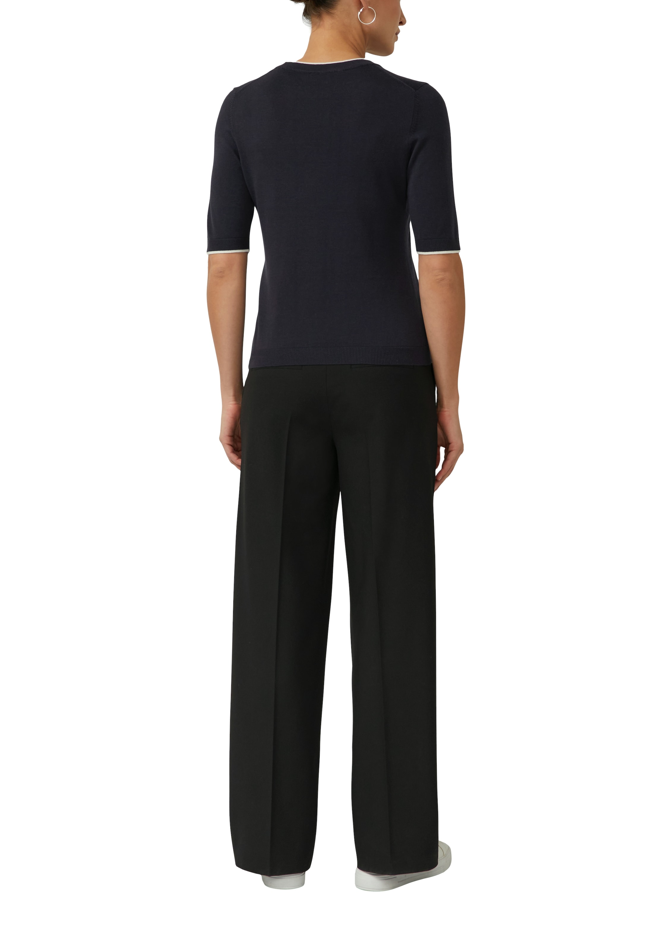 s.Oliver BLACK LABEL Rundhalspullover mit Rippbündchen